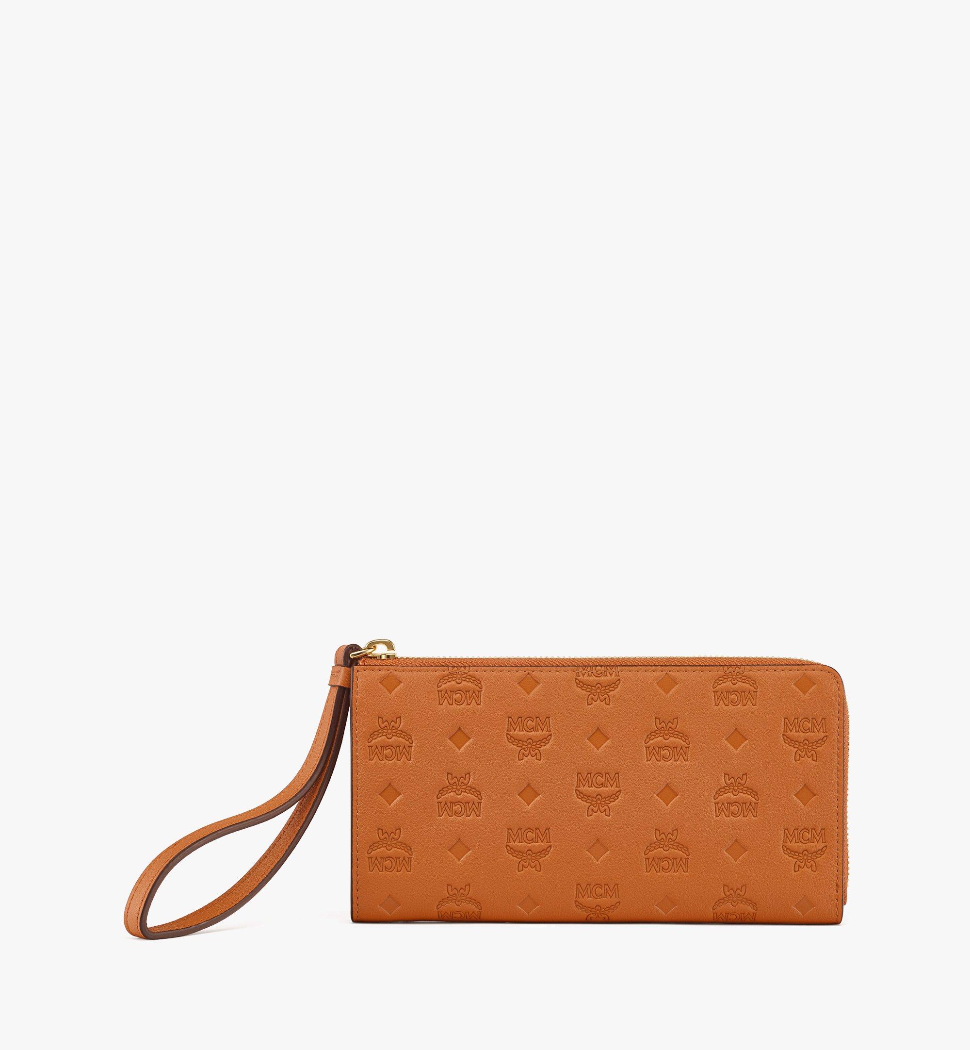 Portefeuille Aren à fermeture à glissière complète en cuir avec monogramme.