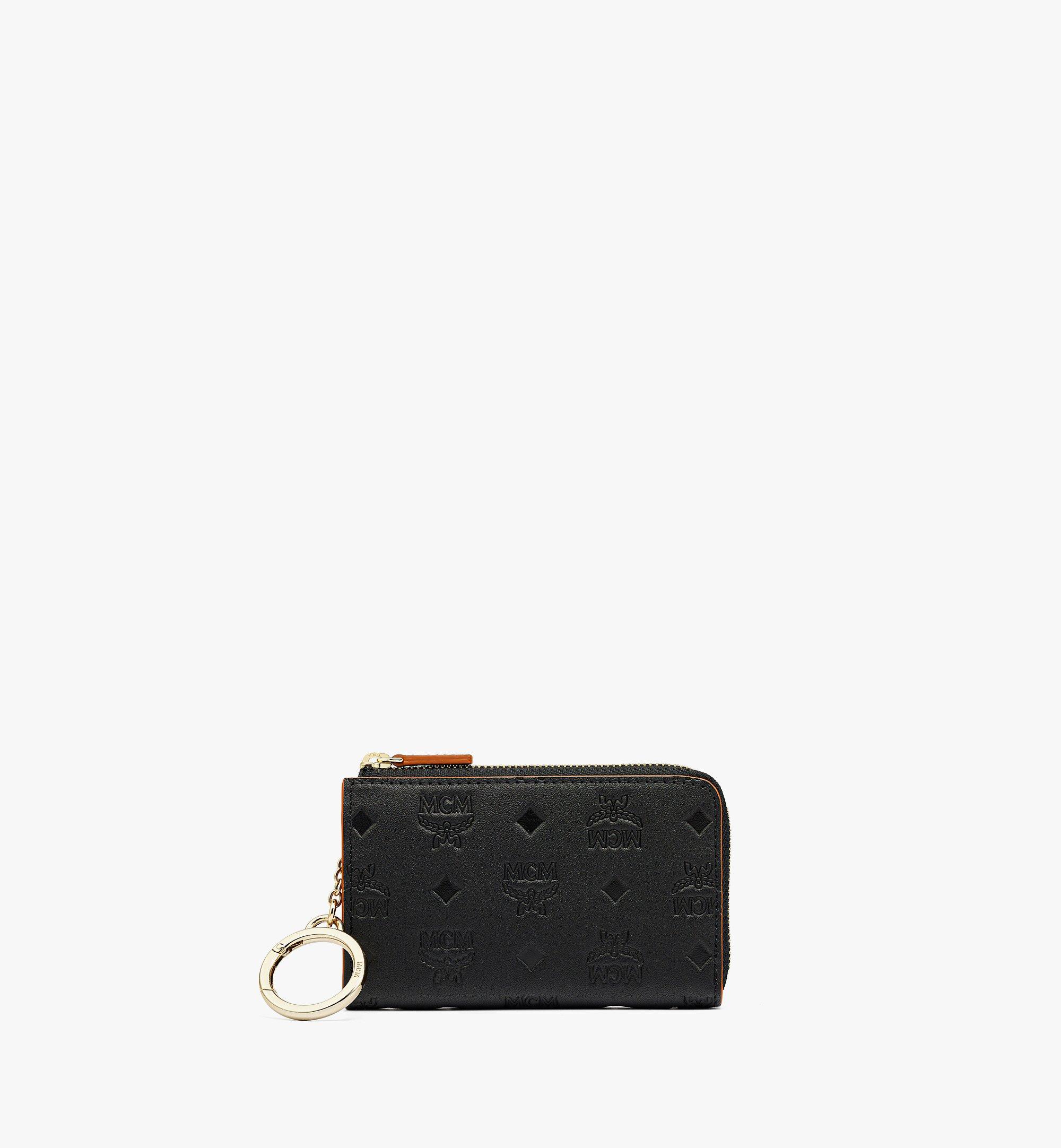 Mcm Aren Snap Wallet in Embossed Monogram Leather, Black