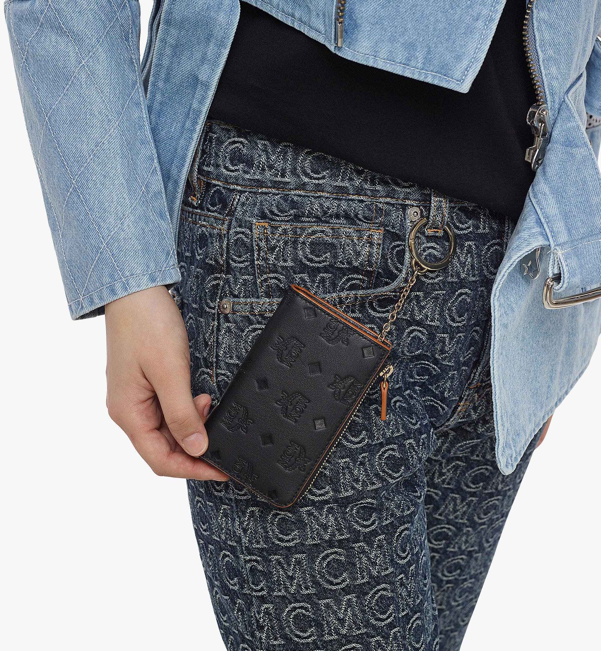 Mcm Aren Snap Wallet in Embossed Monogram Leather, Black