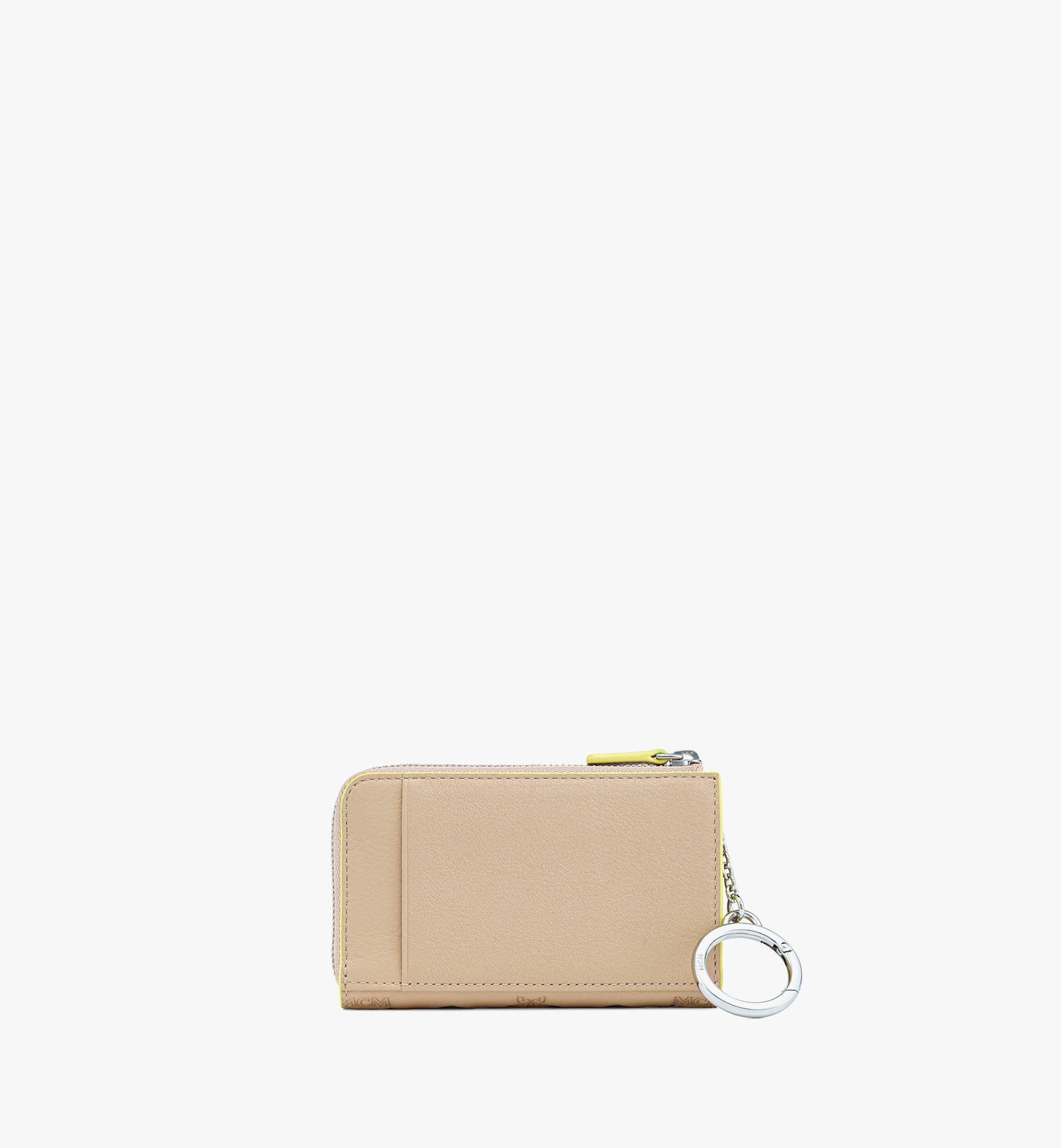 Mini Aren Zip Card Wallet in Monogram Leather Beige MCM ®DE