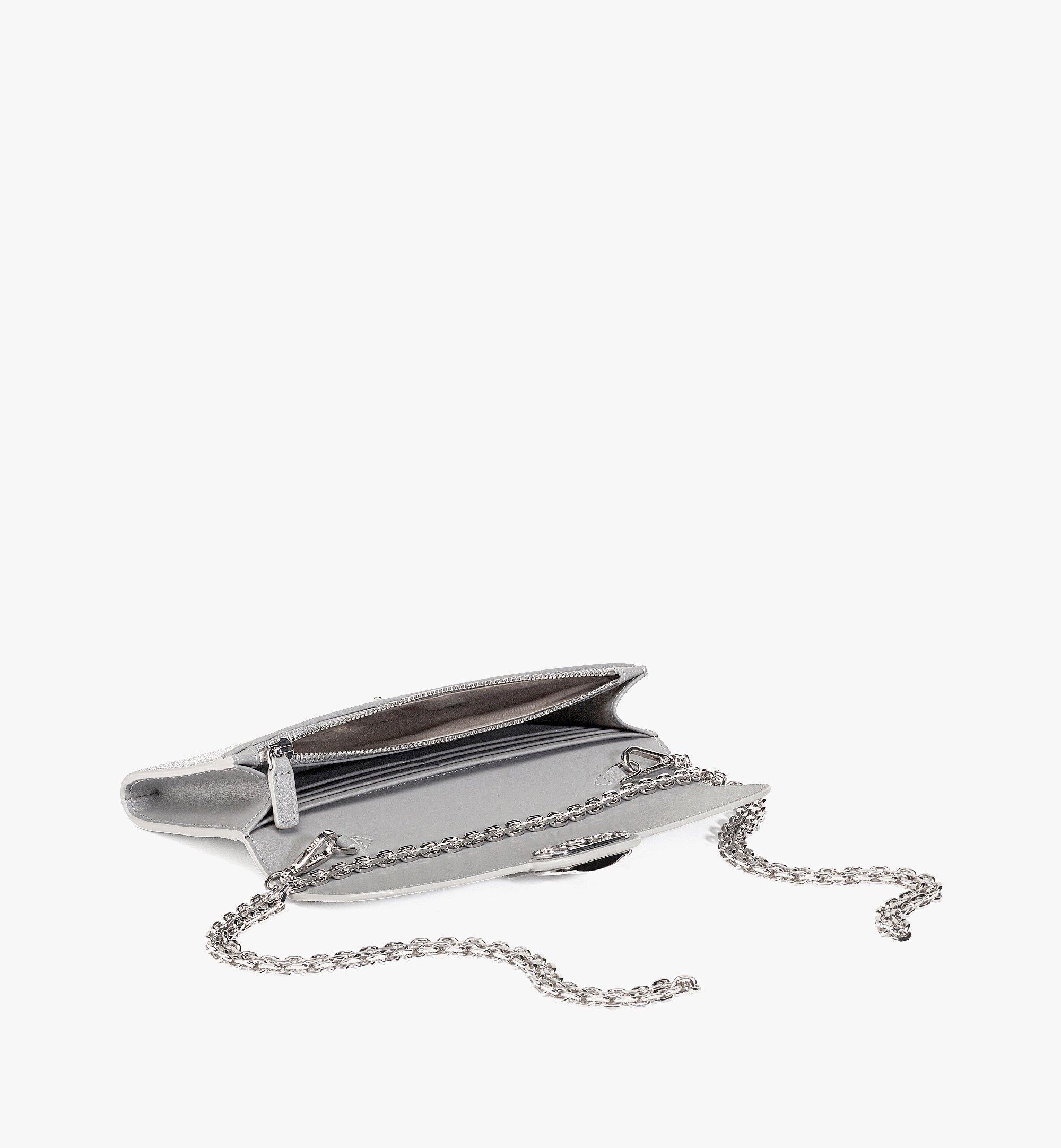 MCM Mode Travia Wallet on Chain in Glitter Leather Silver MYLDALD01SV001 Alternate View 1