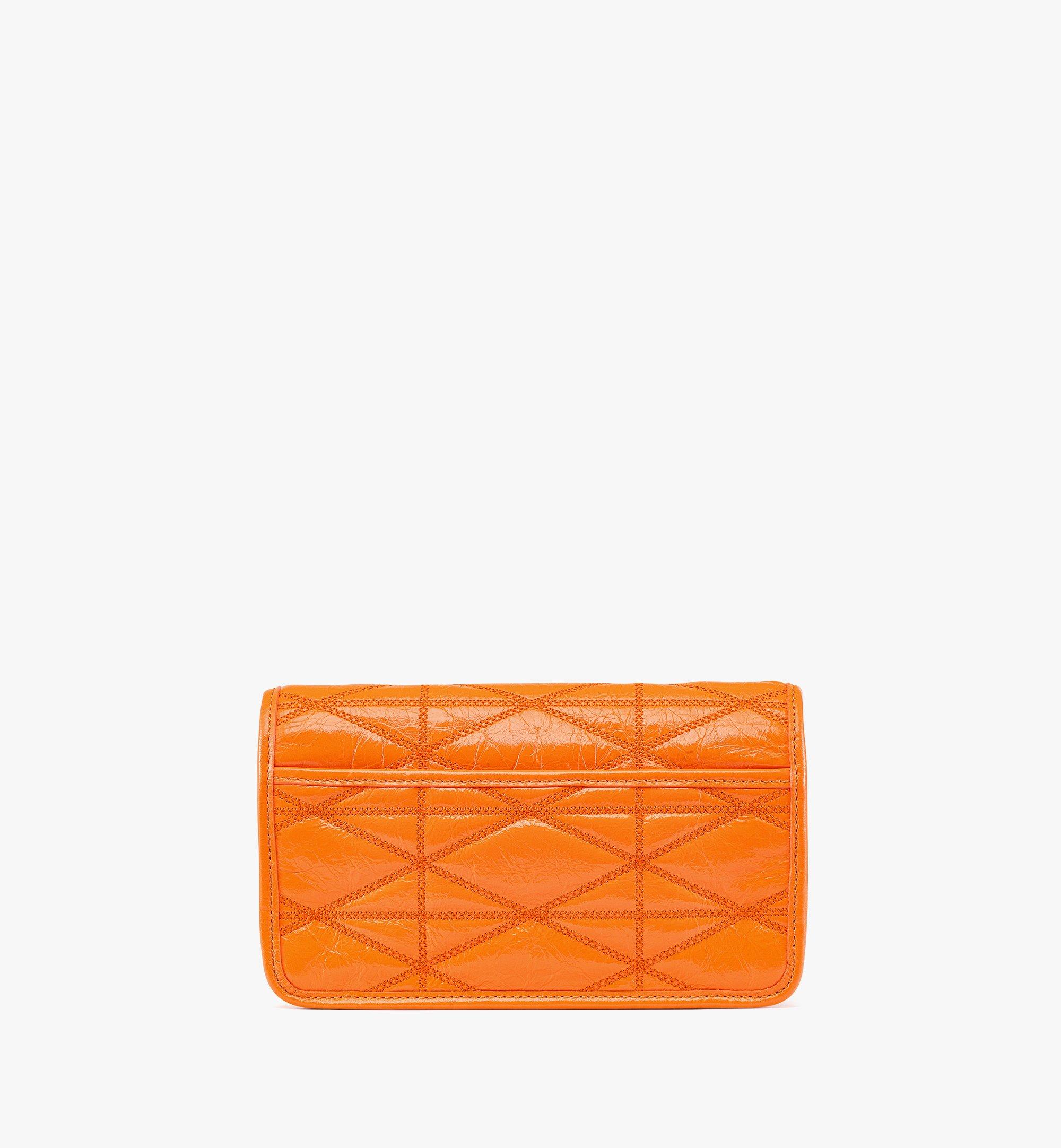 MCM Travia Quilted Chain Wallet in Crushed Leather Orange MYLDALM01O0001 Alternate View 3