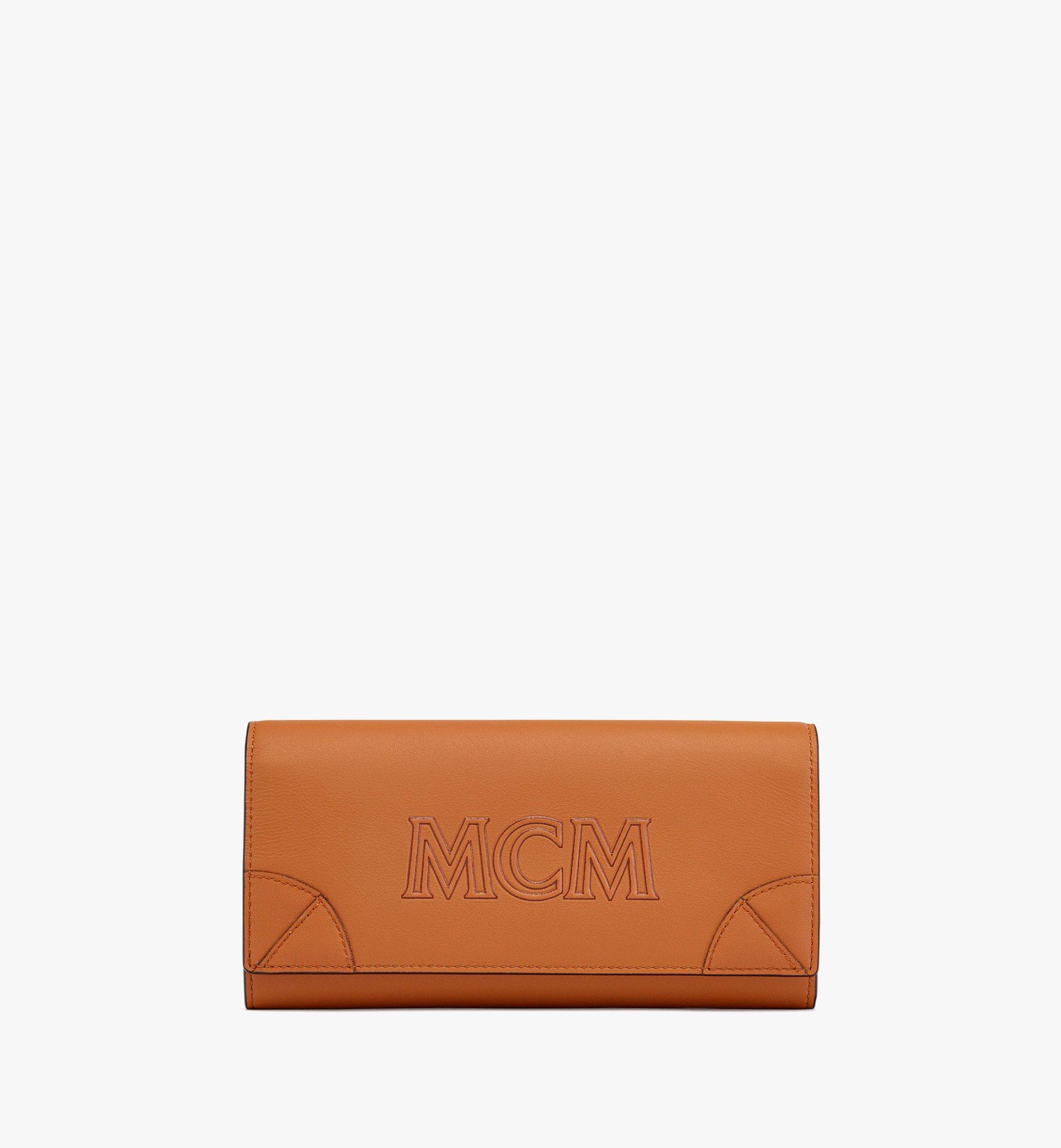 Mcm Aren Continental Wallet In Spanish Calf Leather In Cognac