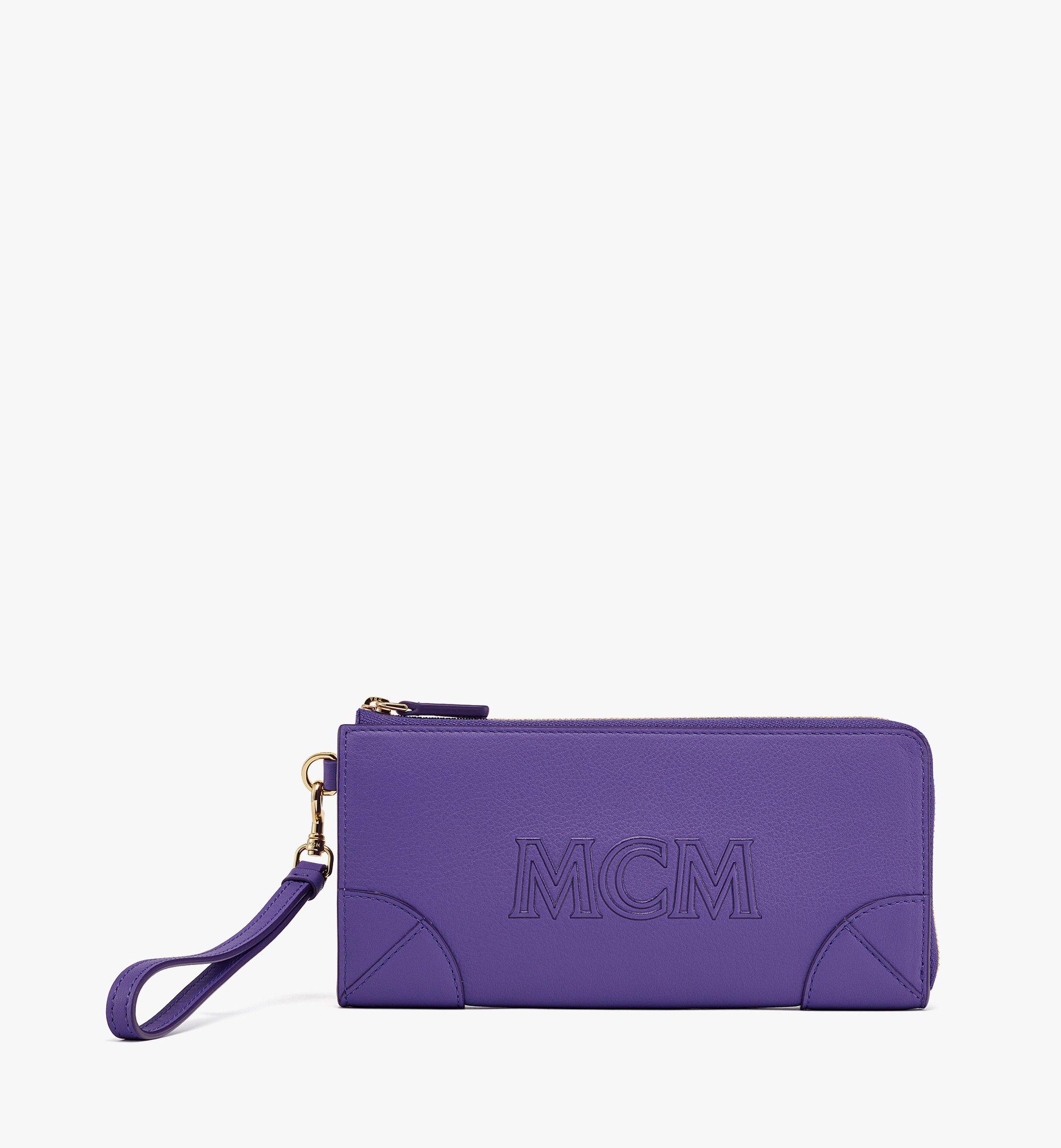 MCM Aren Zip Around Wallet in Spanish Calf Leather Purple MYLDATA04UQ001 Alternate View 1