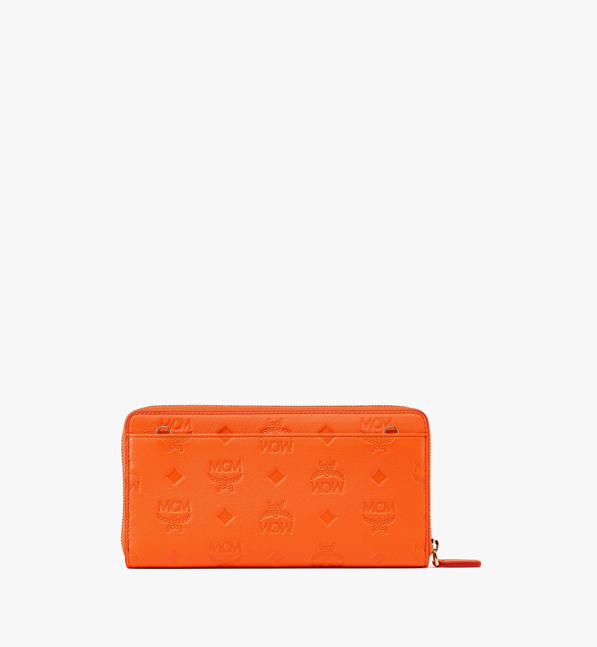 MCM Aren Chain Zip Around Wallet in Embossed Monogram Leather Orange MYLDATA07O0001 Alternate View 2