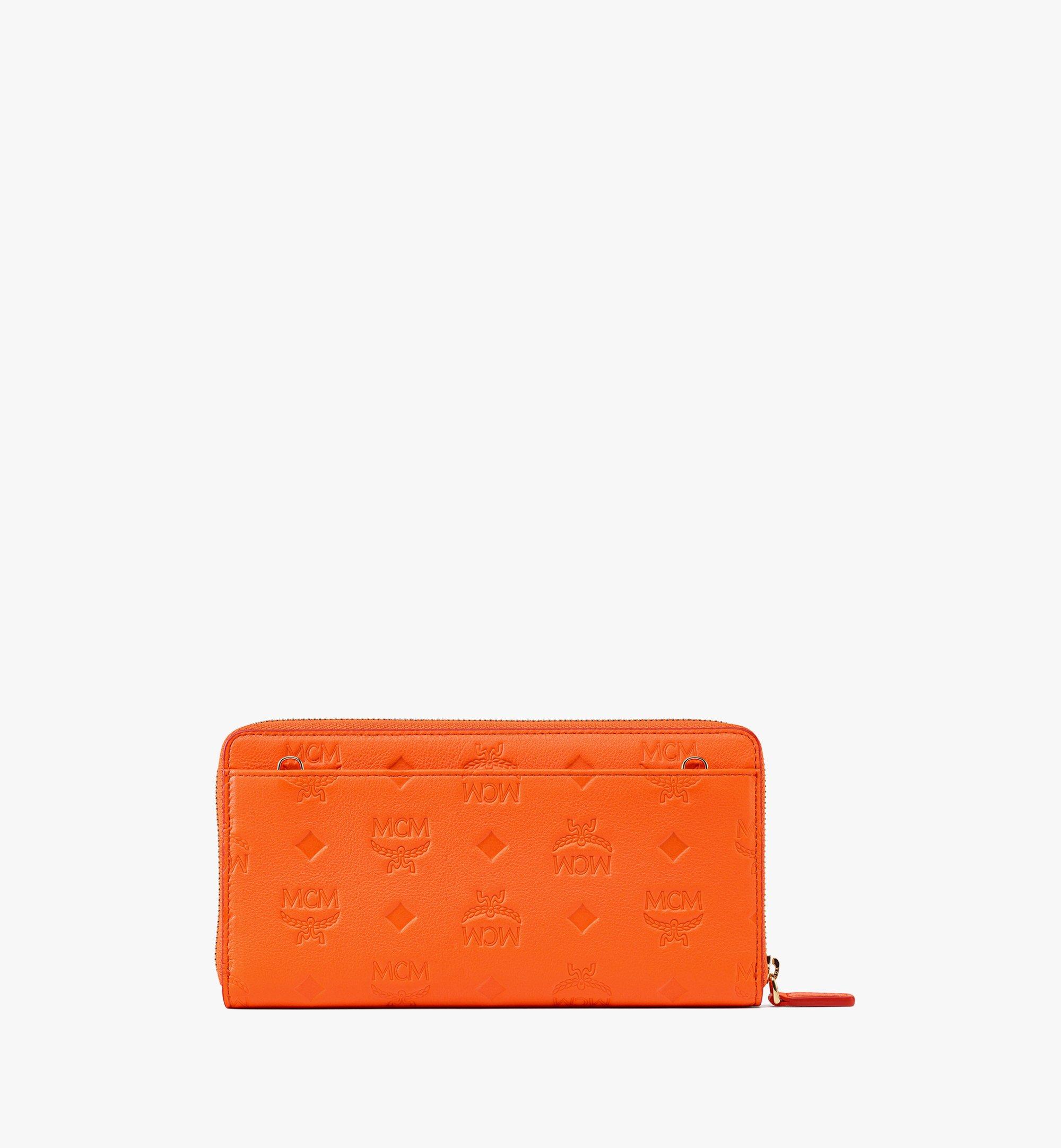 Large Aren Chain Zip Around Wallet in Embossed Monogram Leather 