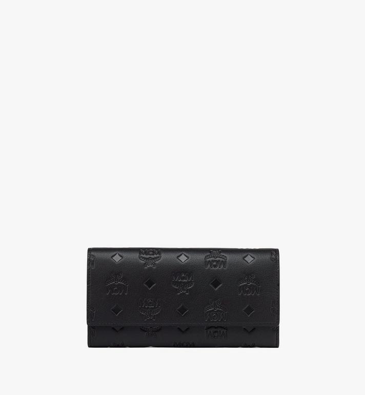 Large Aren Continental Wallet in Embossed Monogram Leather Black | MCM ®US