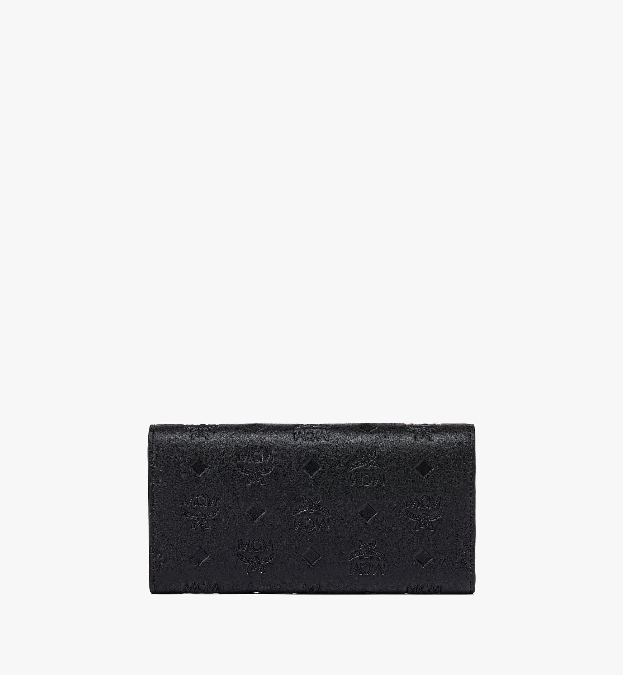 Mcm Klara Monogram Leather Flap Wallet in Black