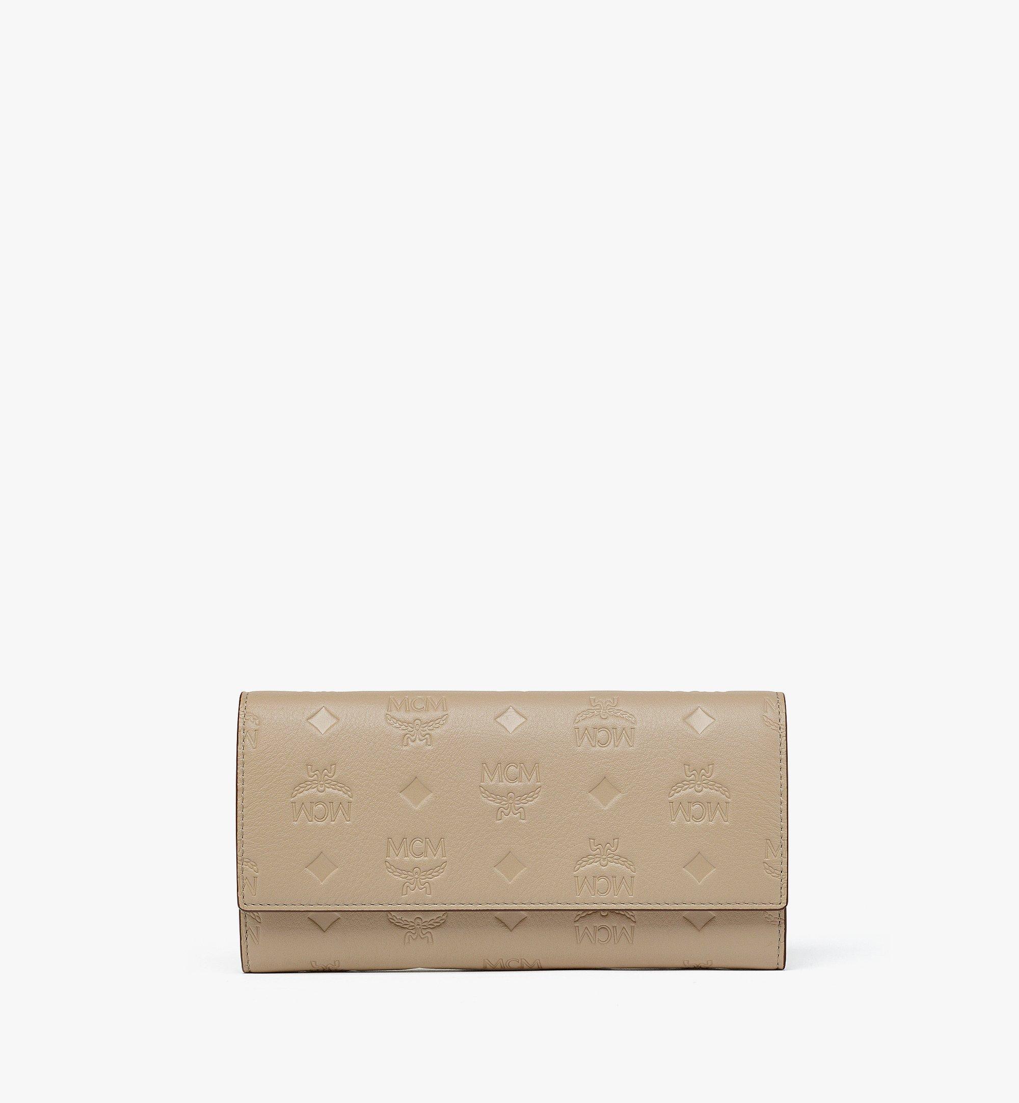 MCM Aren Continental Wallet in Embossed Monogram Leather Beige MYLDATA08I7001 Alternate View 1