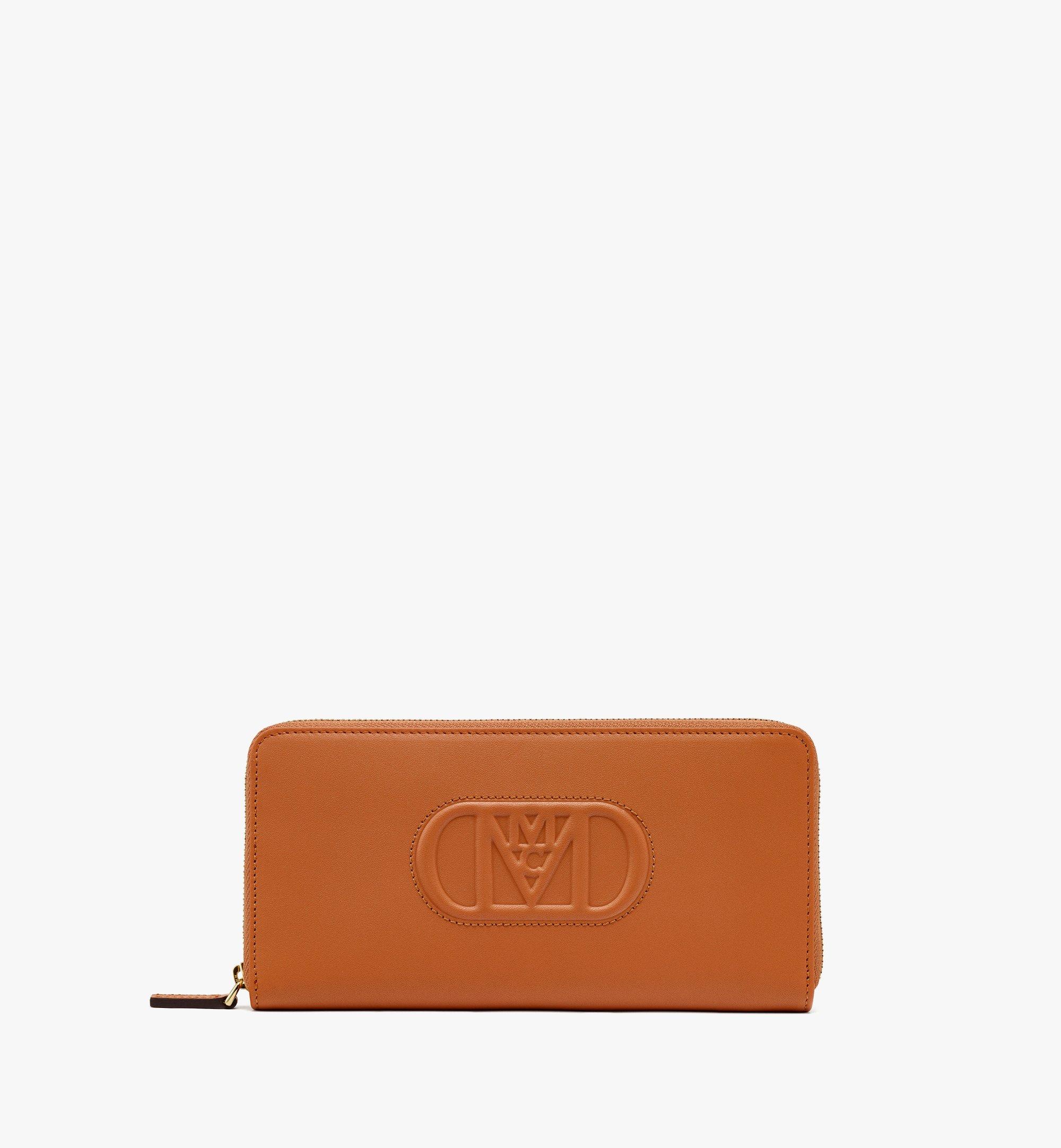 Large Mode Travia Zip Around Wallet in Spanish Nappa Leather Cognac
