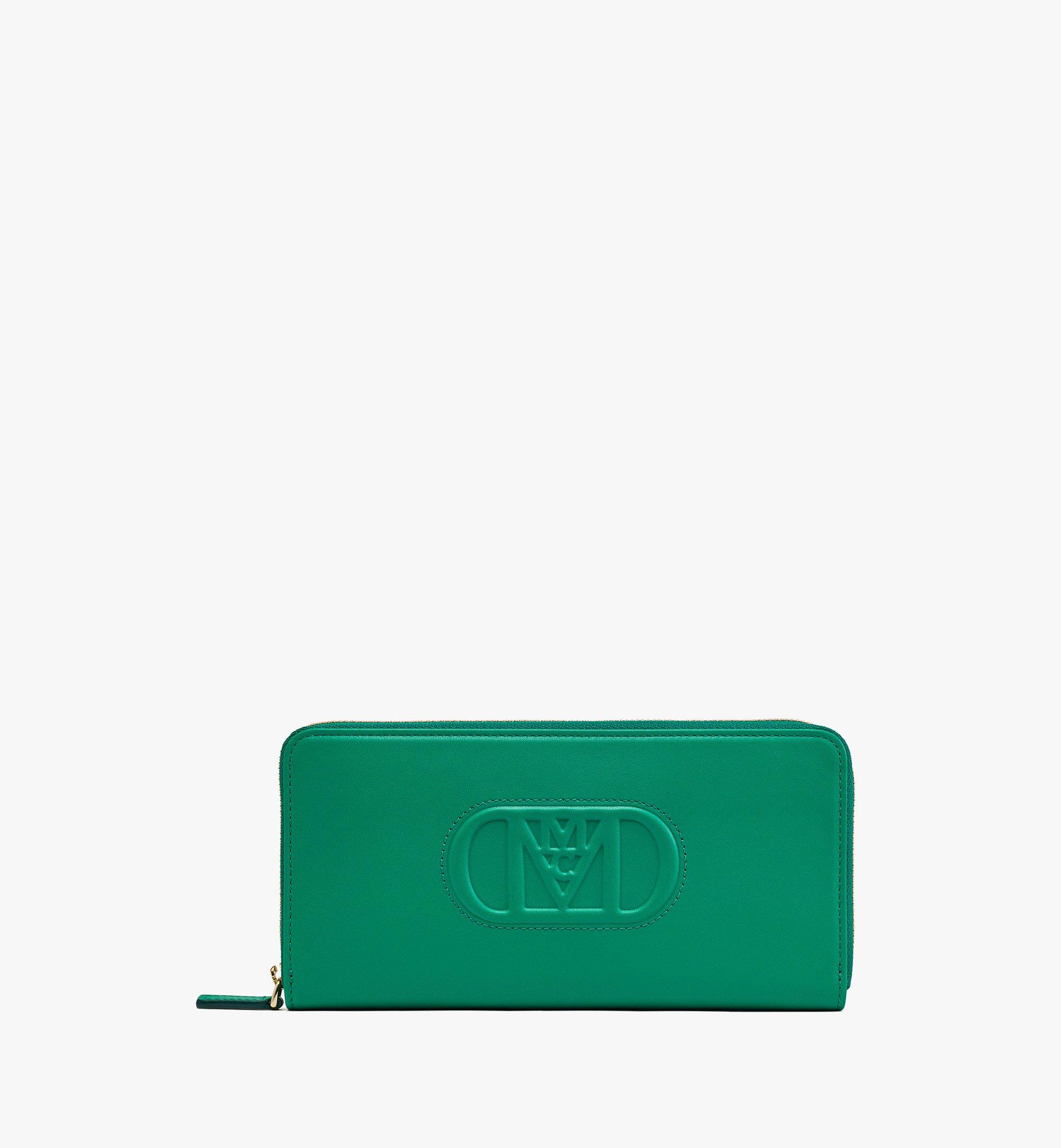 MCM Mode Travia Zip Around Wallet in Spanish Nappa Leather Green MYLDSLD03J8001 Alternate View 1