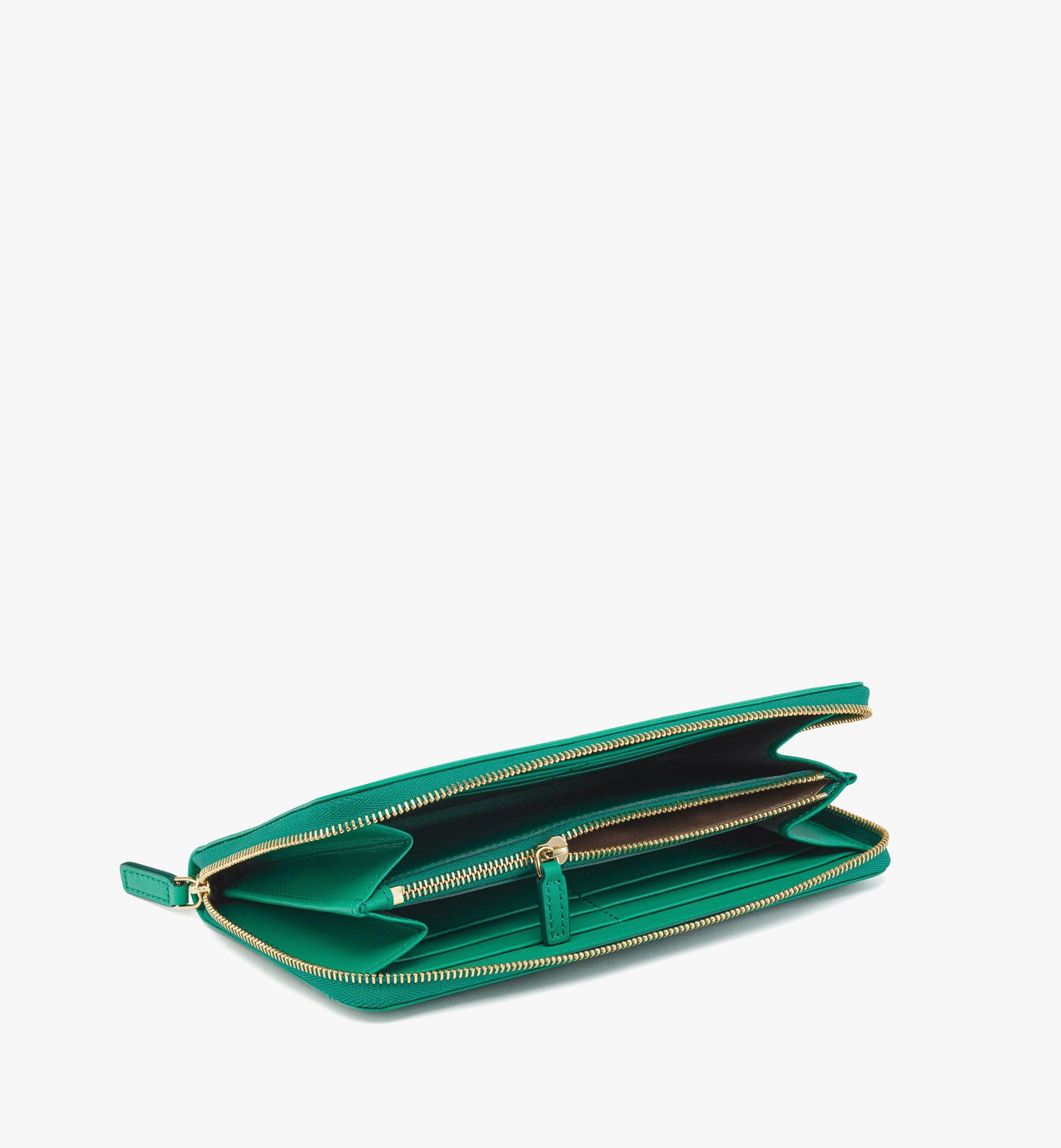 Large Mode Travia Zip Around Wallet in Spanish Nappa Leather Green