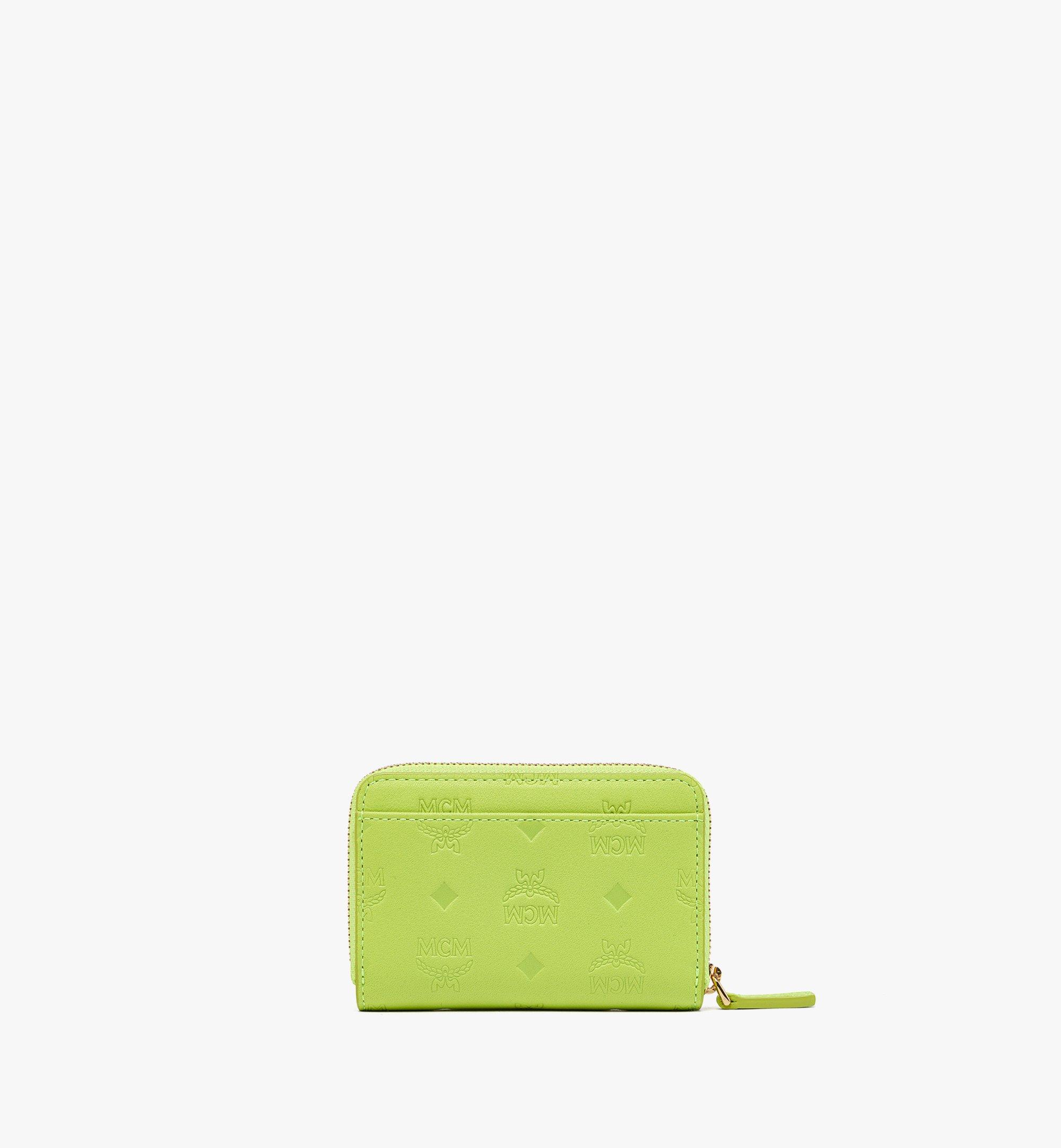 X-Mini Aren Zip Around Wallet in Embossed Monogram Leather Green 