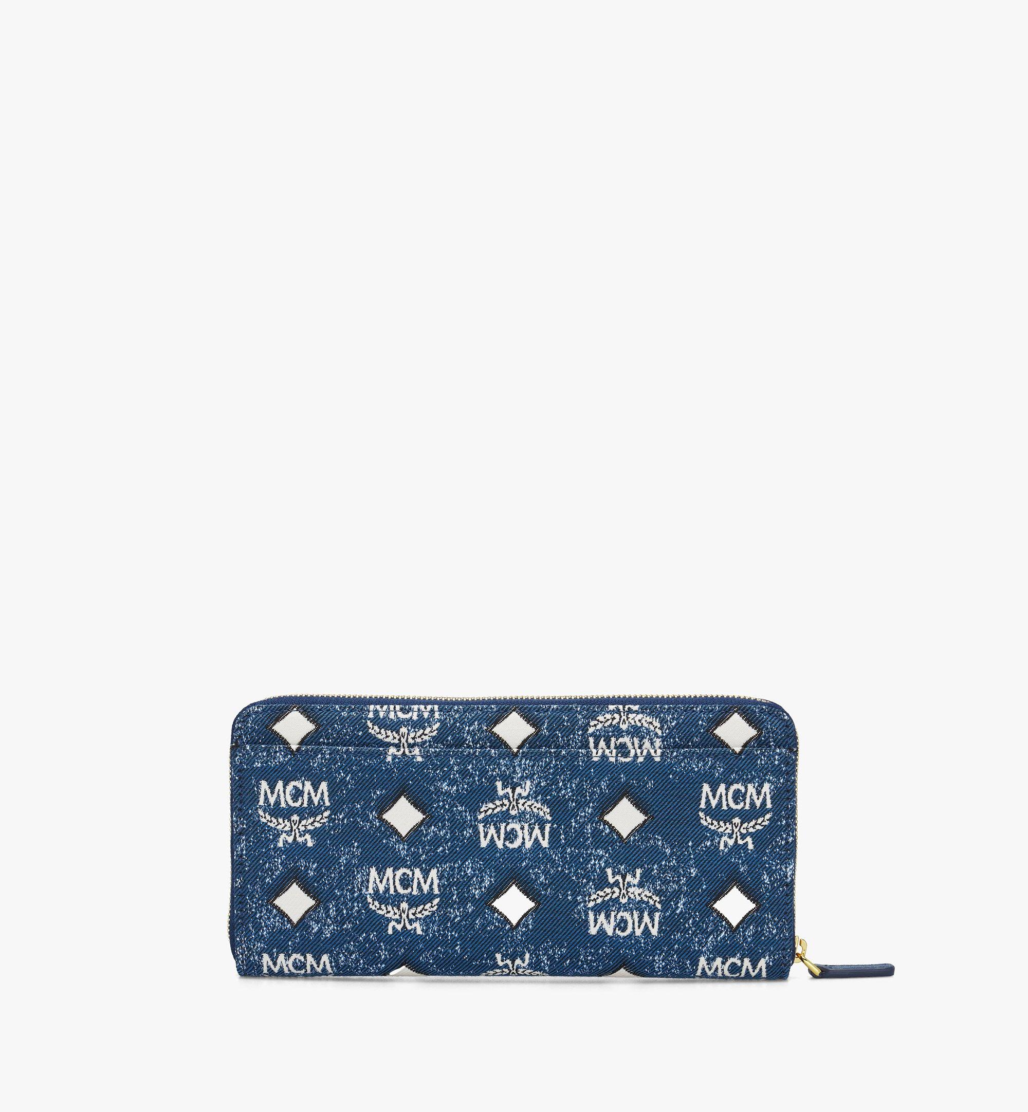 MCM Zip Around Wallet in Vintage Denim Jacquard Blue MYLDSTA05LE001 Alternate View 2