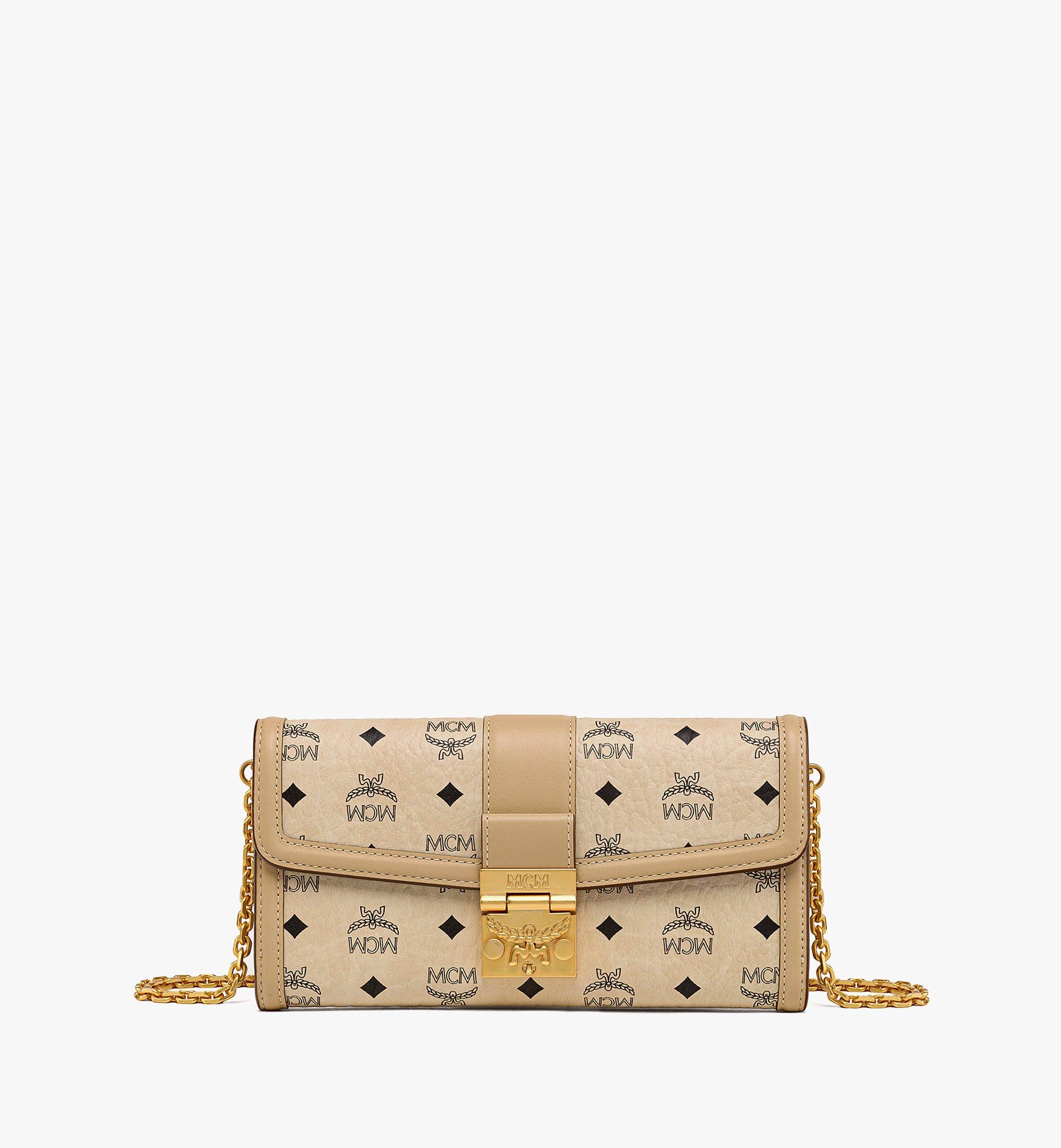 Large Tracy Chain Wallet in Visetos Beige