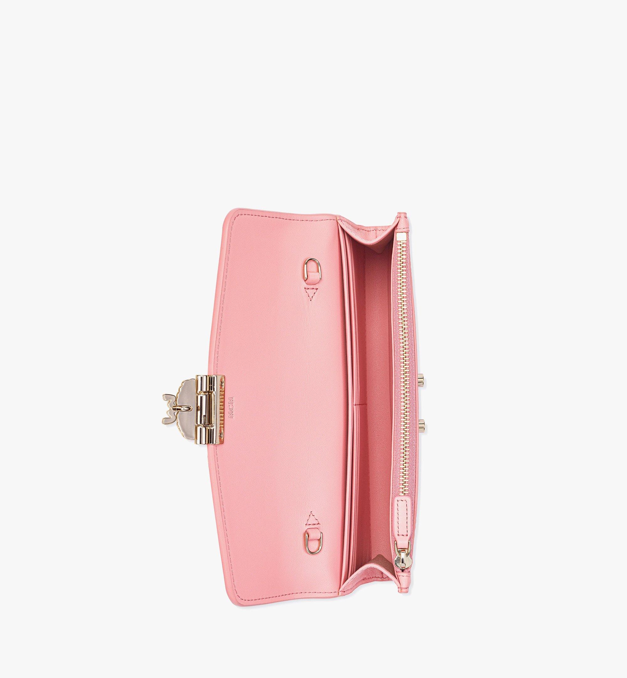 Large Tracy Crossbody Wallet in Visetos Leather Block Pink