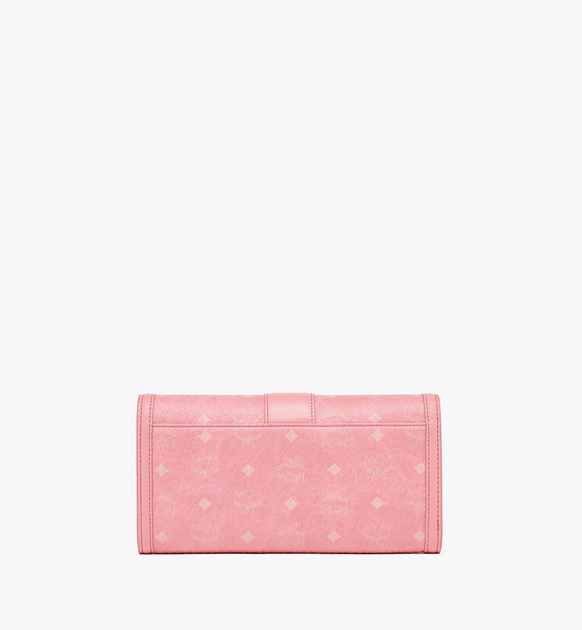 Mcm Visetos Original Phone Chain Wallet - Powder Pink/Silver