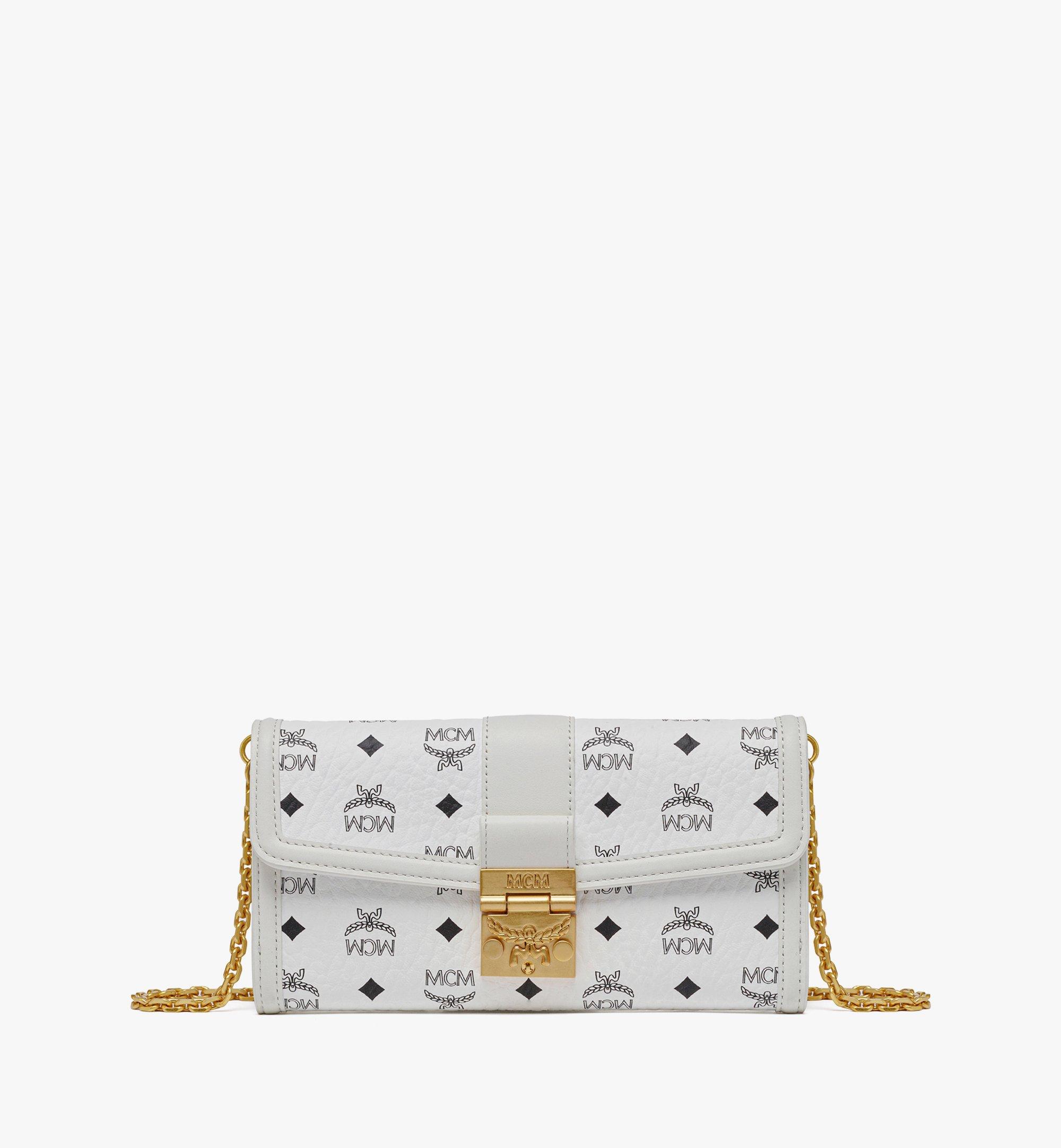 Mcm Tracy Large Monogram Wallet On Chain White