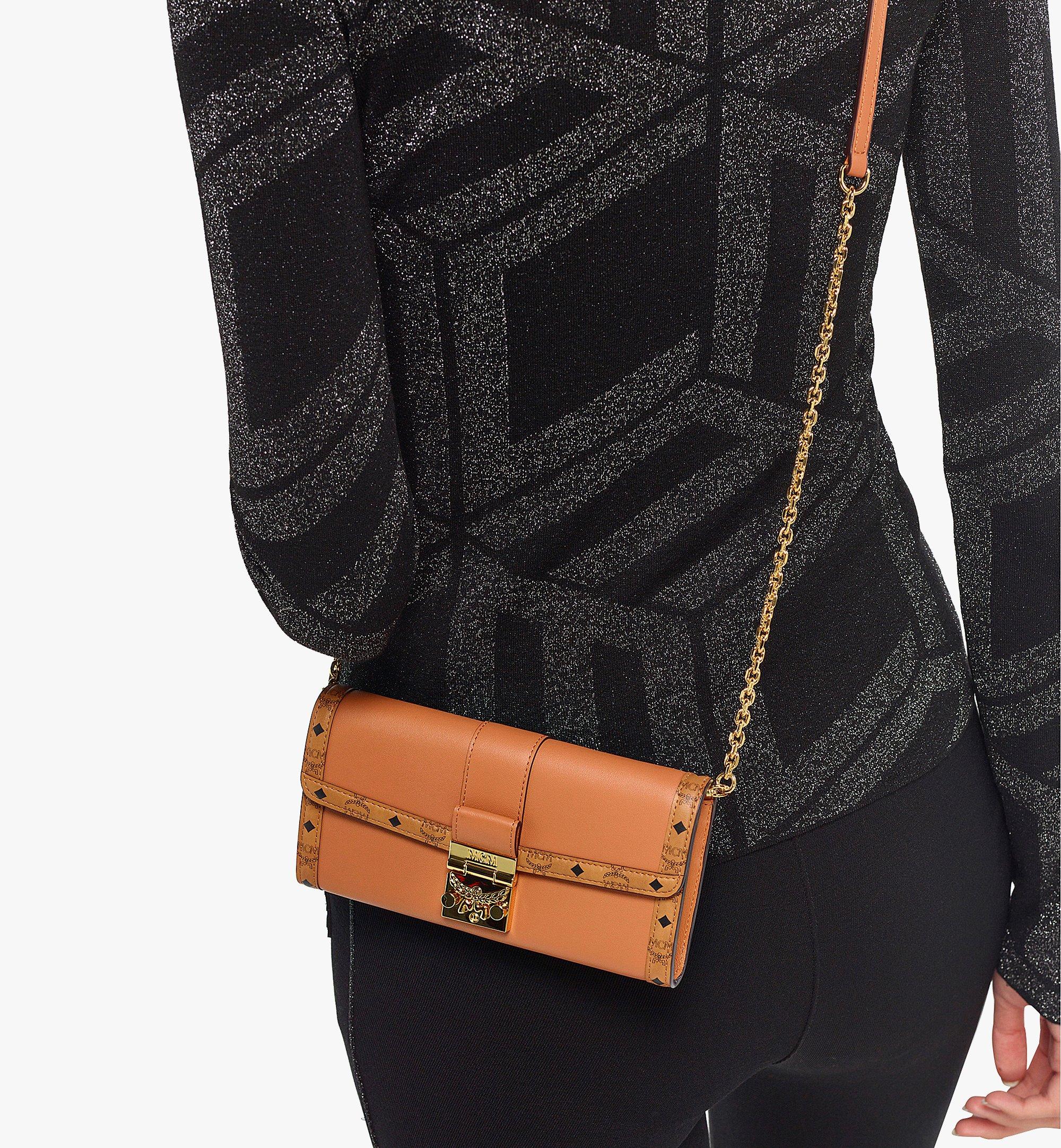 AWESOME MCM Tracy Crossbody Wallet in Visetos - Cognac