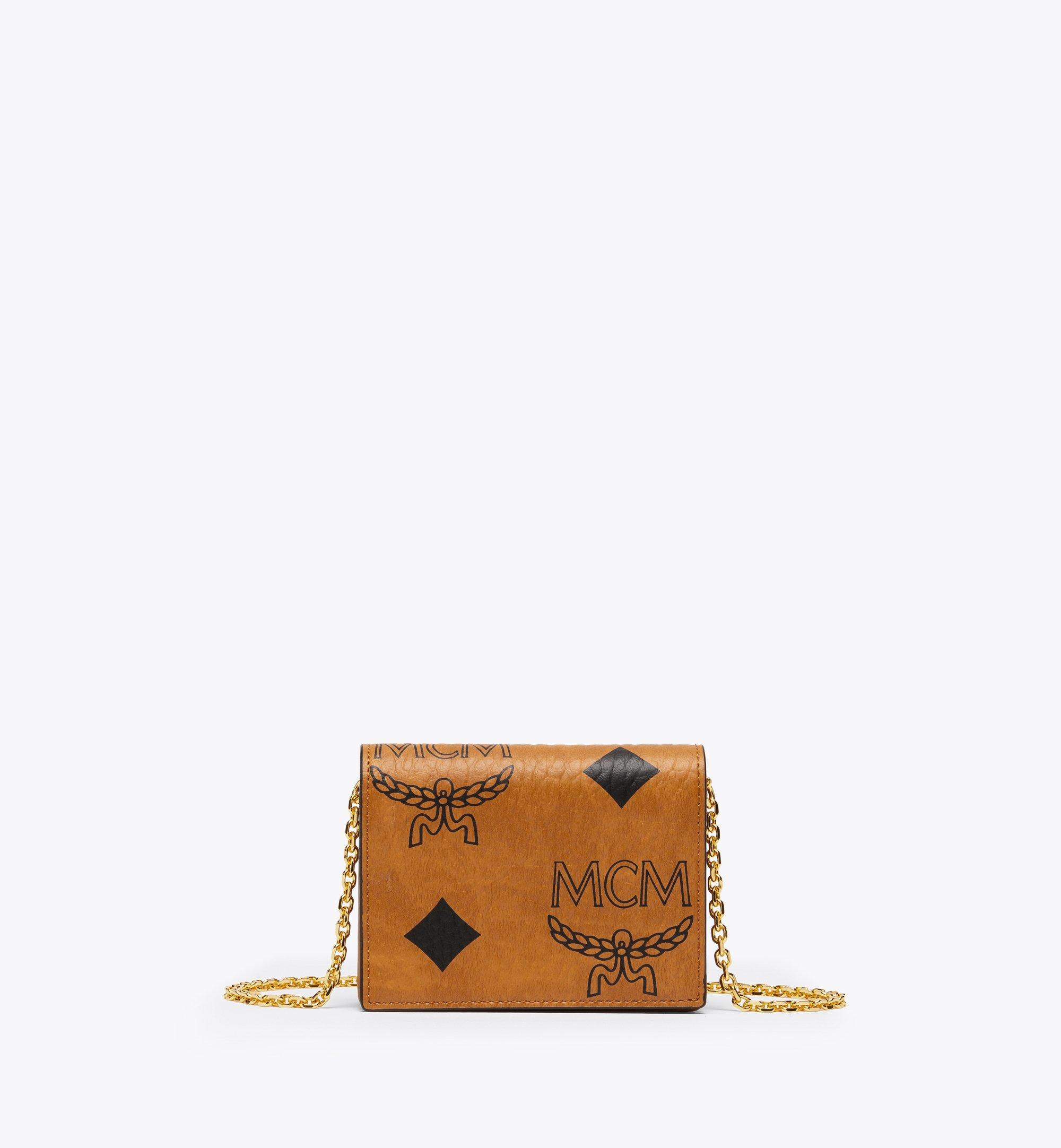 Mcm Aren Chain Wallet In Maxi Visetos In Brown