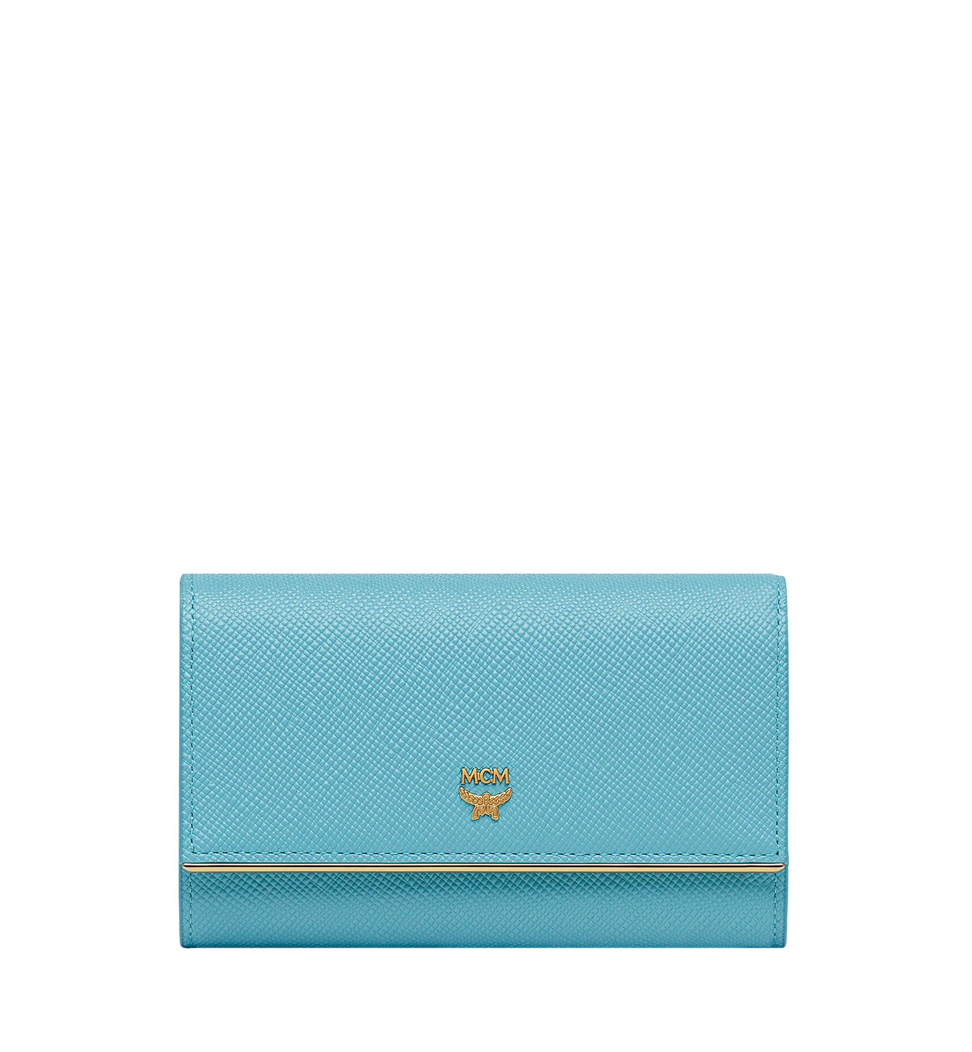 MCM Casablanca Three Fold Wallet in Textured Leather Blue MYM8SCB02HS001 Alternate View 1
