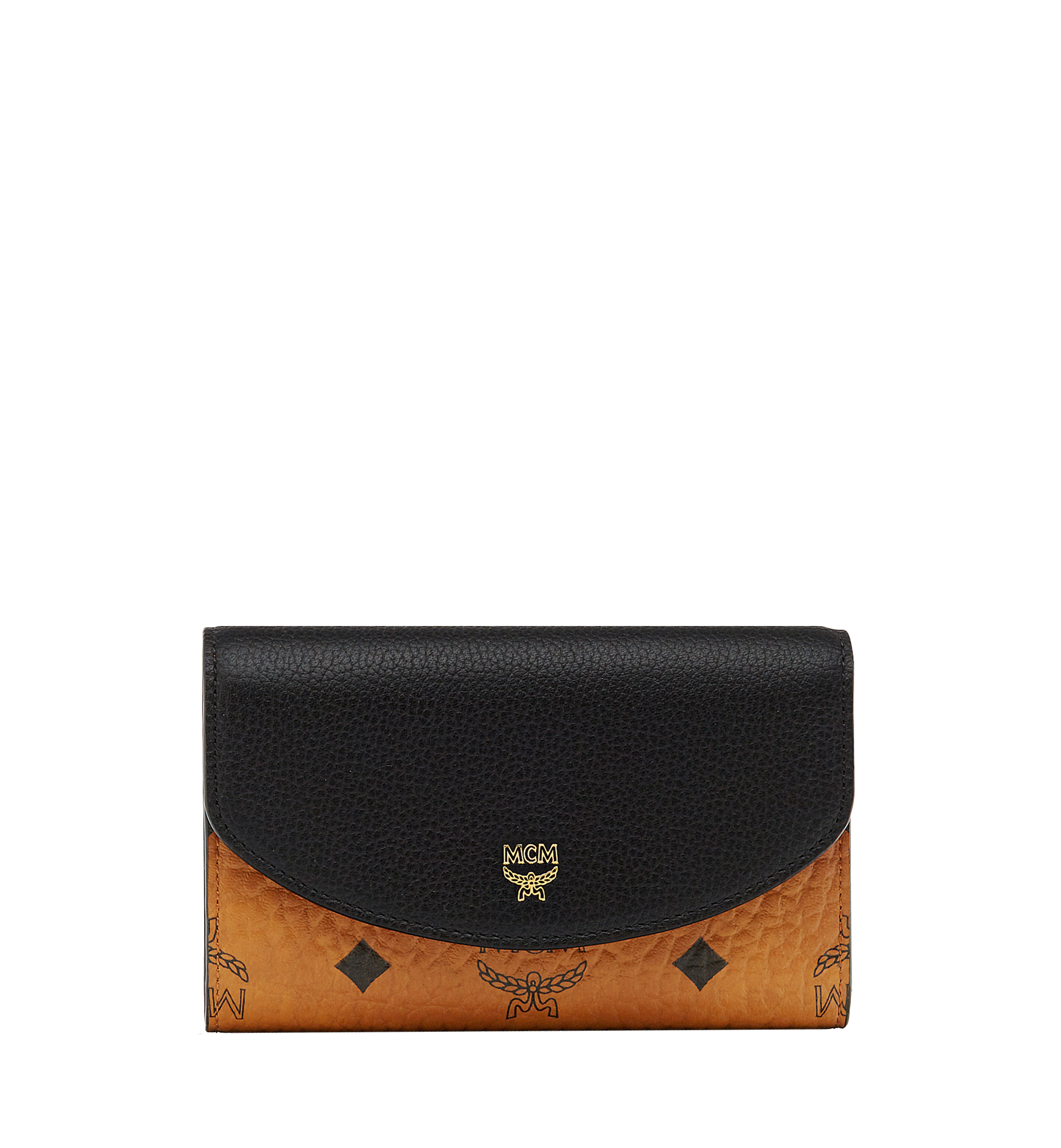 MCM Three Fold Wallet in Visetos Colorblock Leather Black MYM8SVI15BK001 Alternate View 1