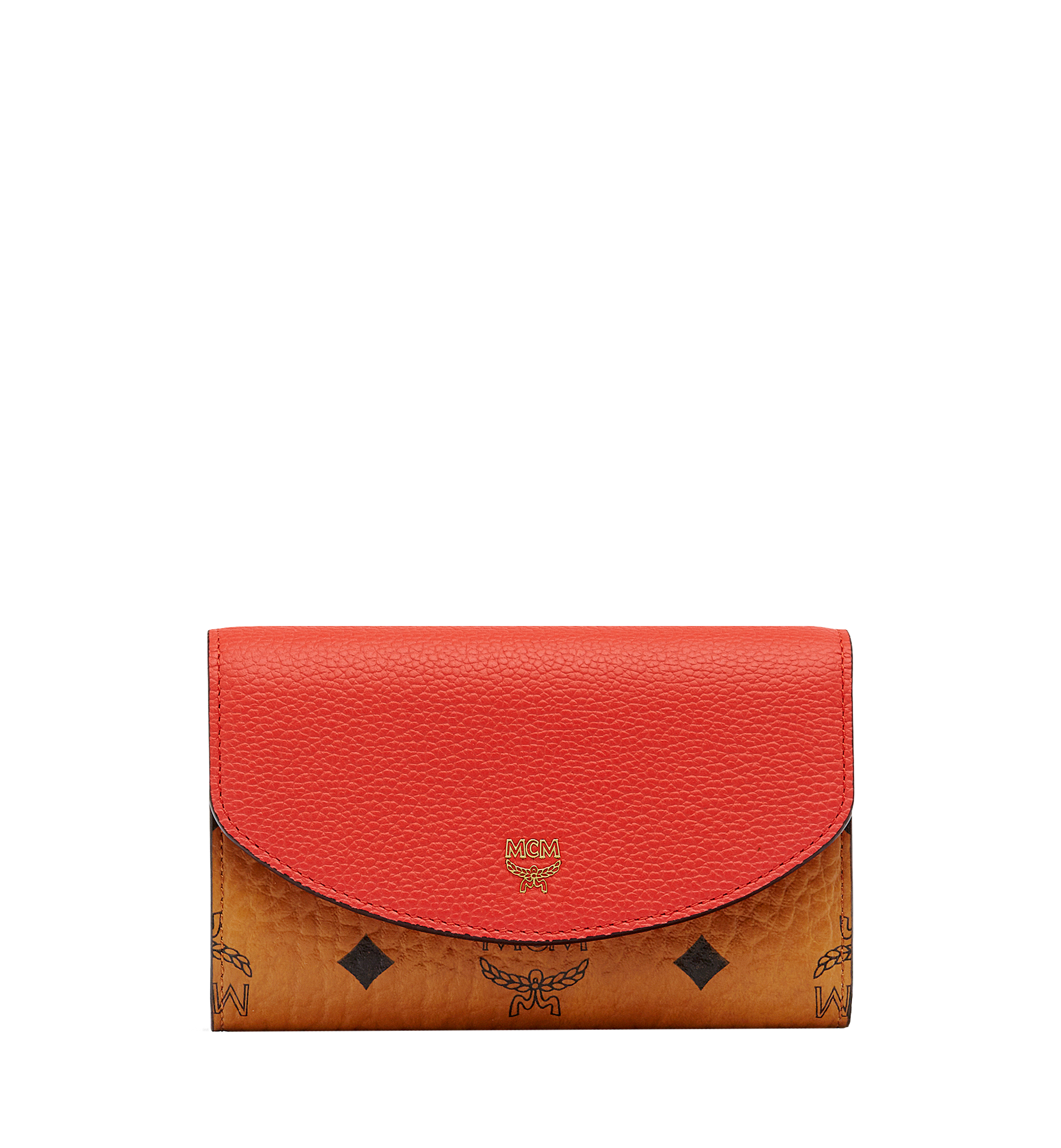 MCM Three Fold Wallet in Visetos Colorblock Leather Orange MYM8SVI15OG001 Alternate View 1