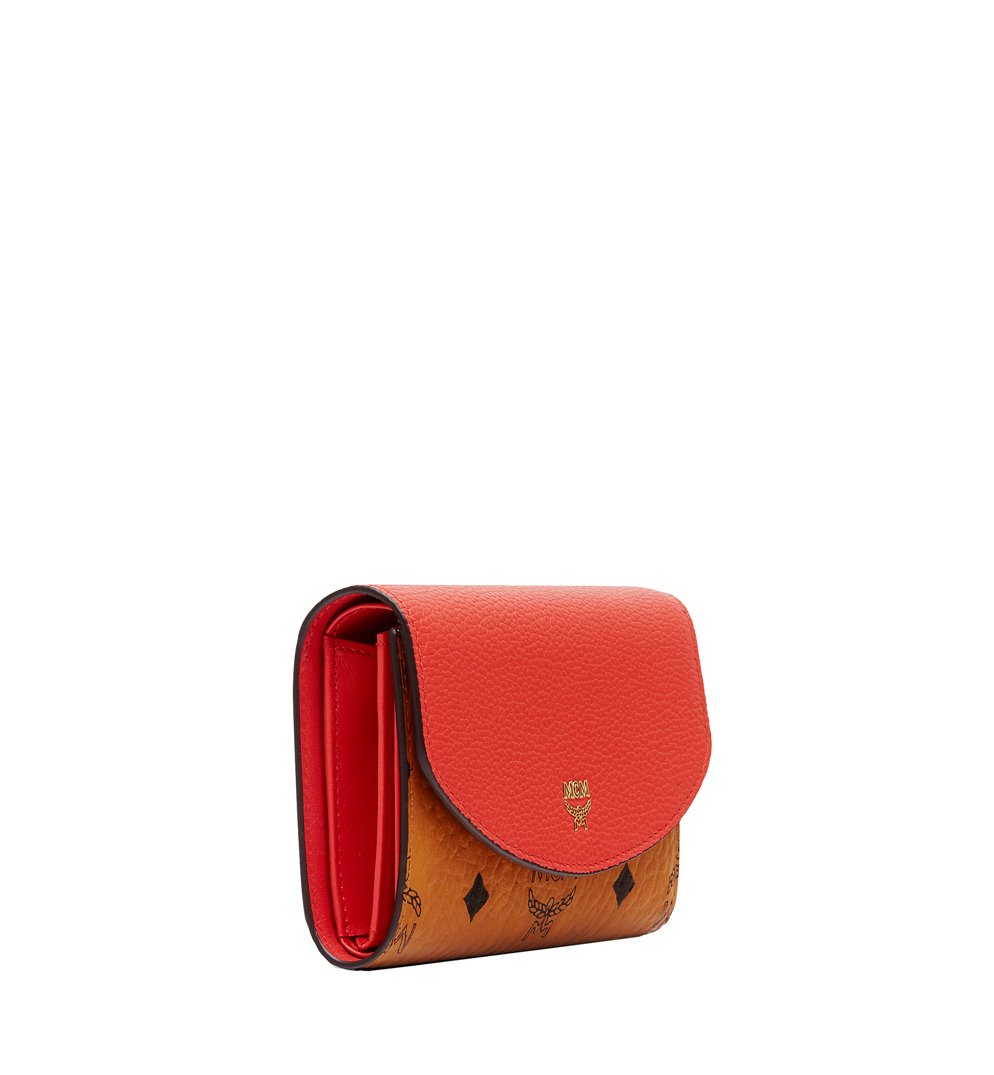 MCM Three Fold Wallet in Visetos Colorblock Leather Orange MYM8SVI15OG001 Alternate View 1