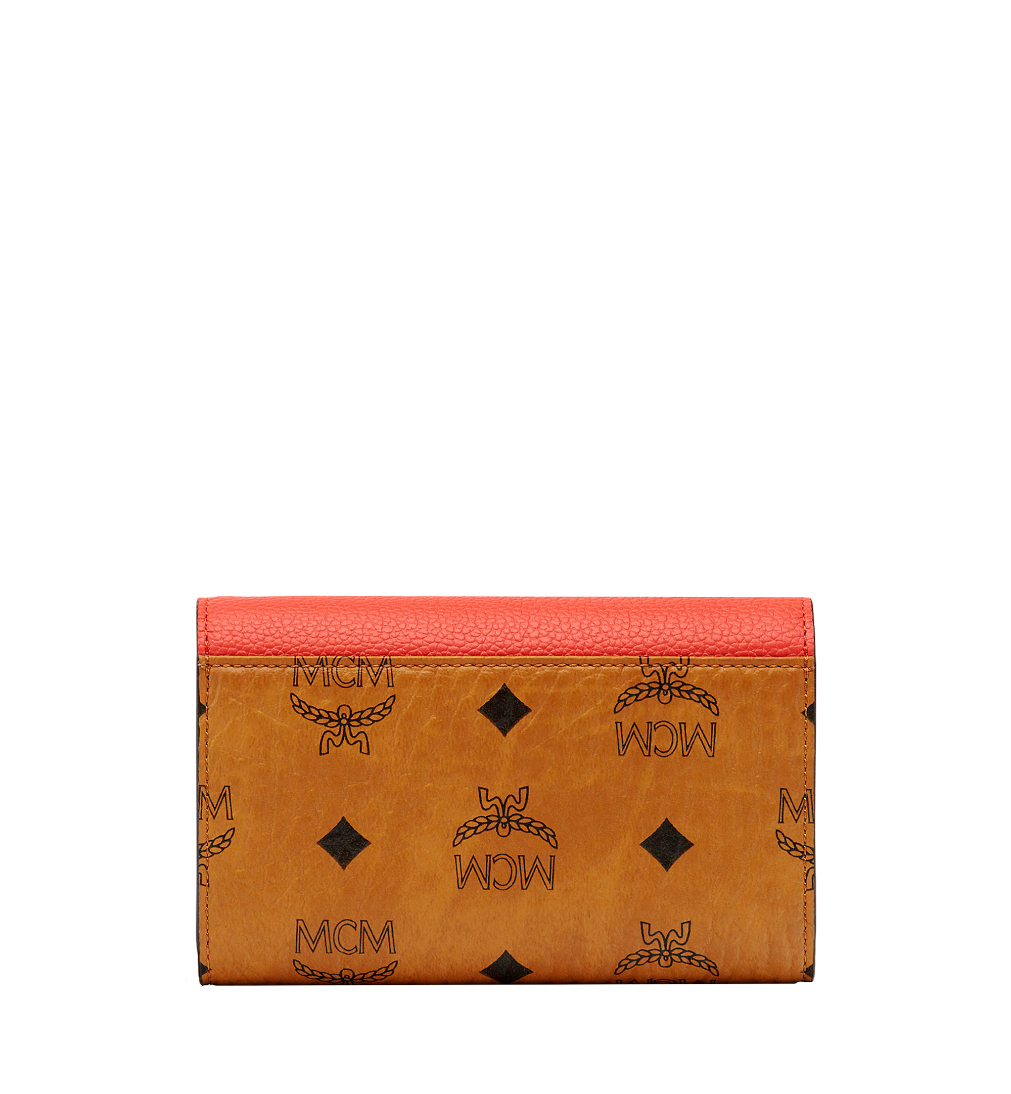MCM Three Fold Wallet in Visetos Colorblock Leather Orange MYM8SVI15OG001 Alternate View 2