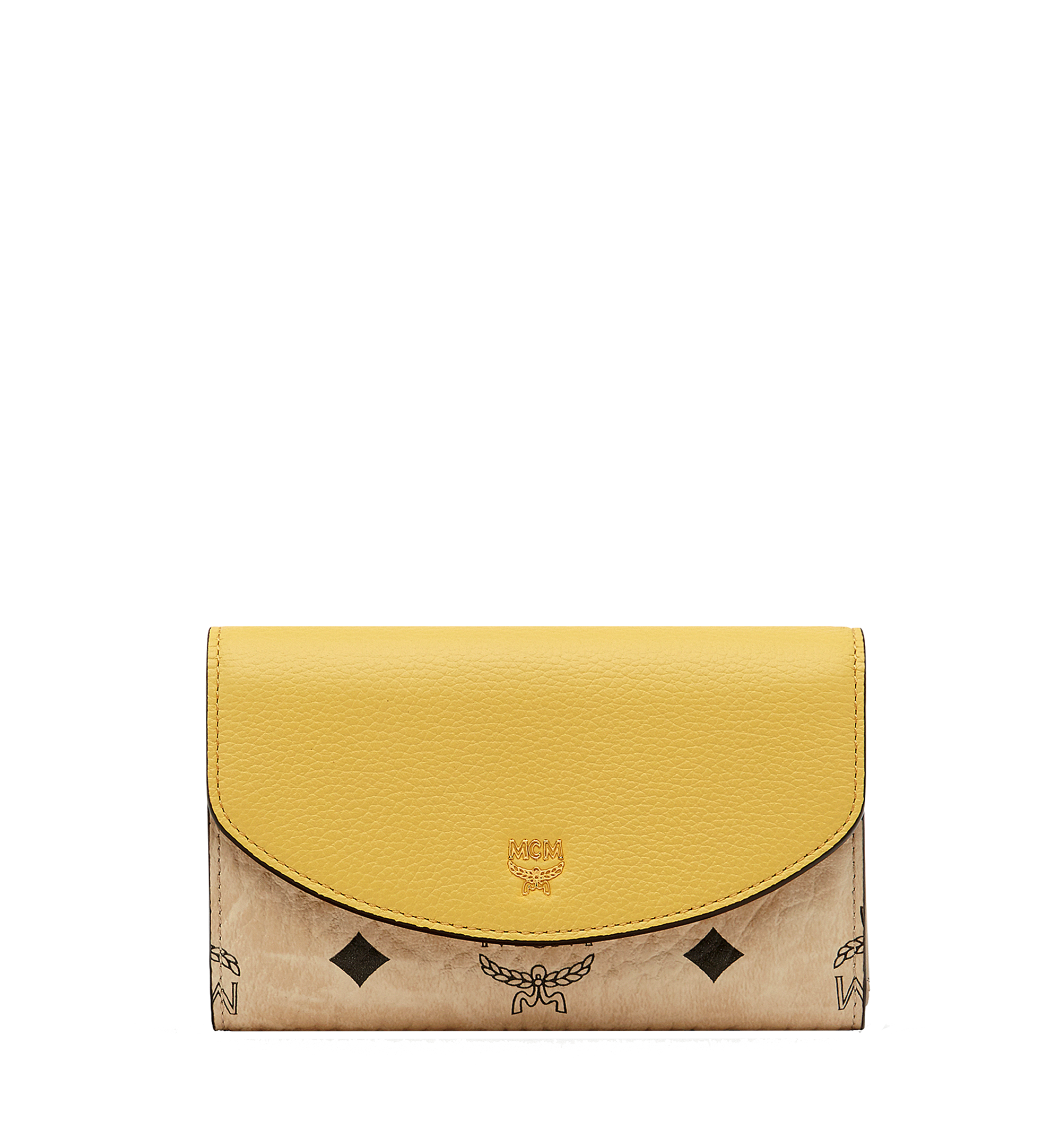 MCM Three Fold Wallet in Visetos Colorblock Leather Yellow MYM8SVI15YD001 Alternate View 1