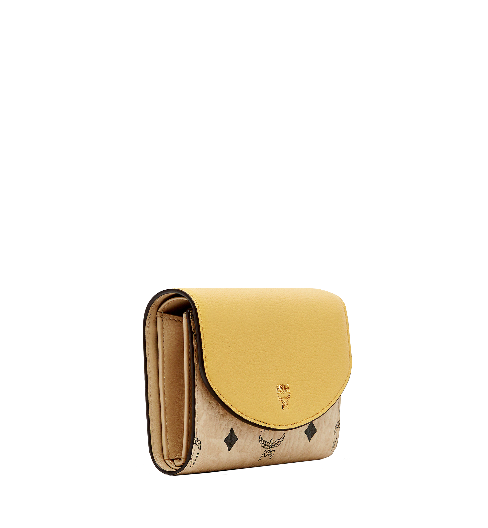 MCM Three Fold Wallet in Visetos Colorblock Leather Yellow MYM8SVI15YD001 Alternate View 1