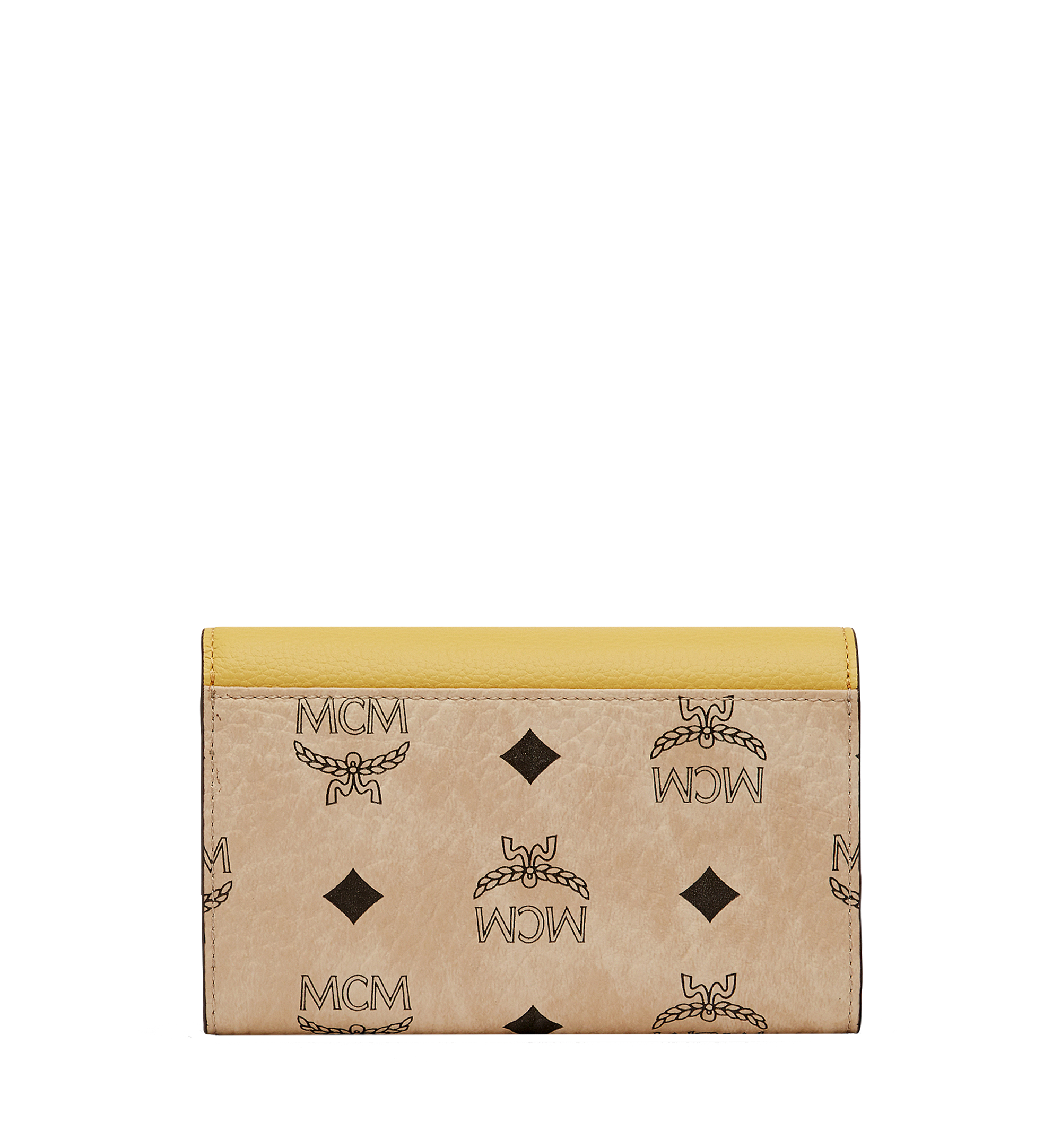 MCM Three Fold Wallet in Visetos Colorblock Leather Yellow MYM8SVI15YD001 Alternate View 2