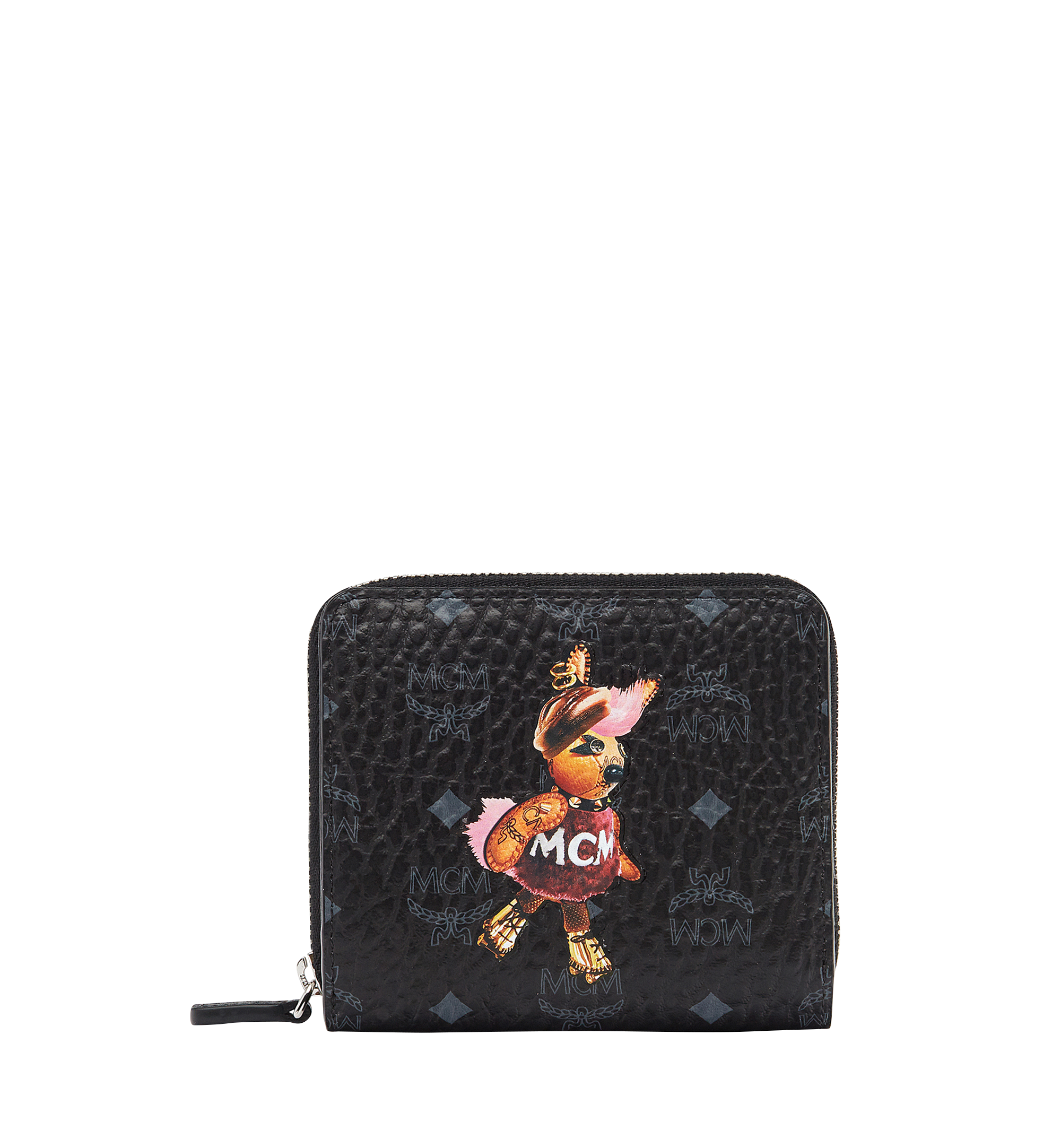 MCM Rabbit Zip Around Wallet in Visetos Black MYS7AXL33BK001 Alternate View 1