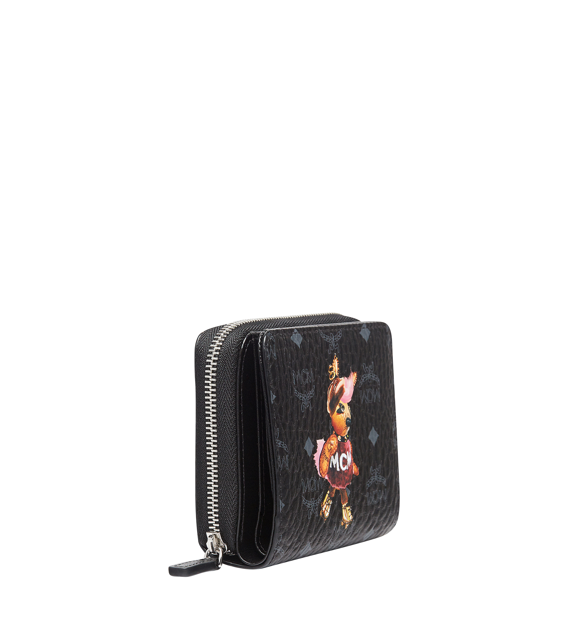 MCM Rabbit Zip Around Wallet in Visetos Black MYS7AXL33BK001 Alternate View 1