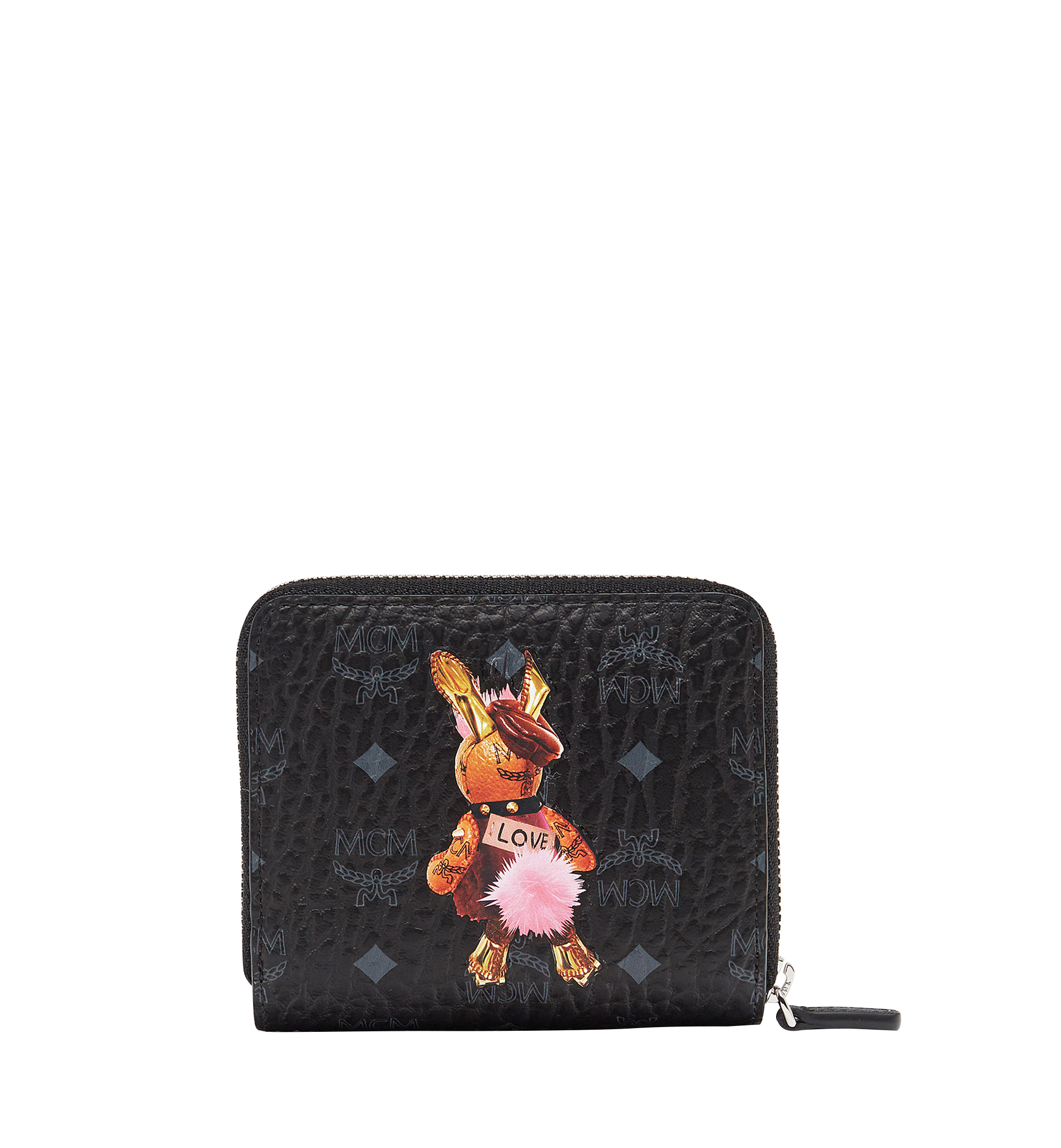 MCM Rabbit Zip Around Wallet in Visetos Black MYS7AXL33BK001 Alternate View 2