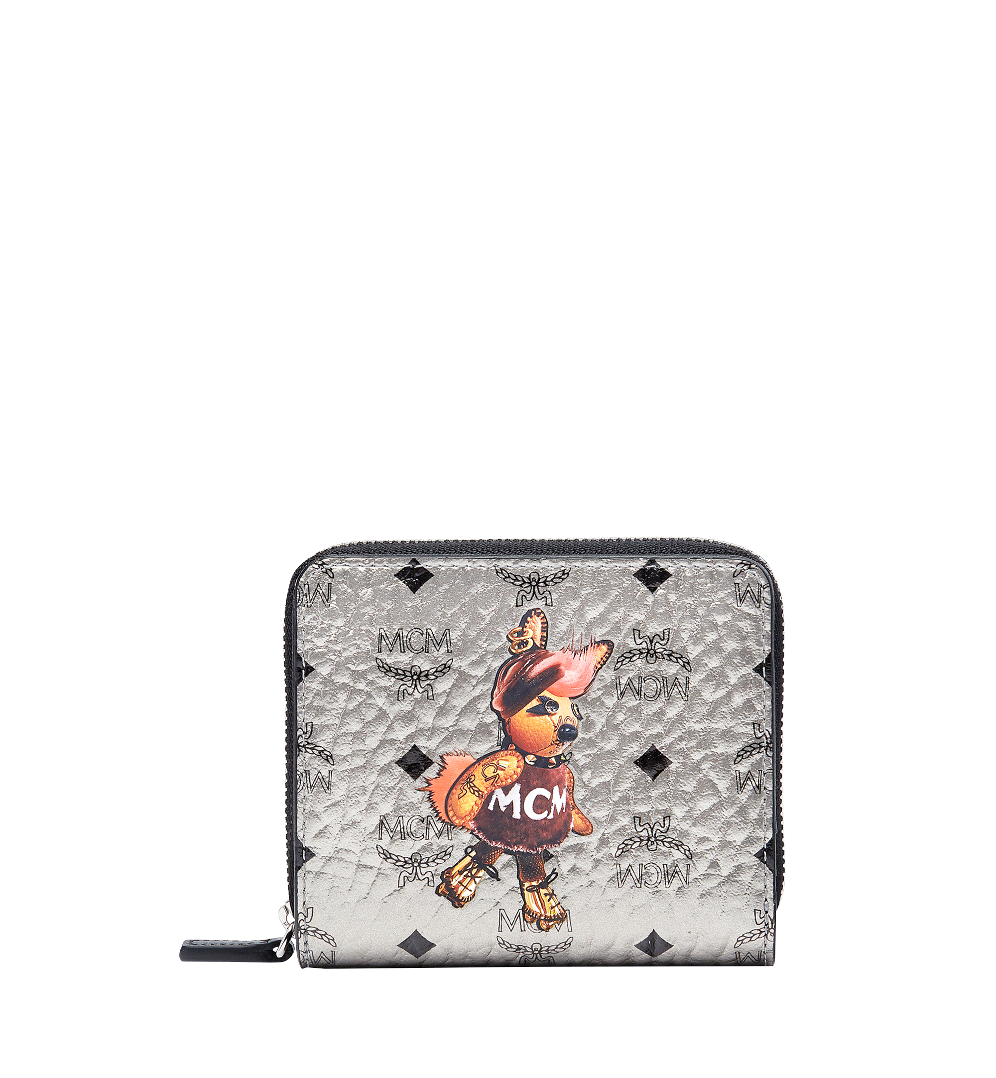 MCM Rabbit Zip Around Wallet in Visetos Silver MYS7AXL33SV001 Alternate View 1