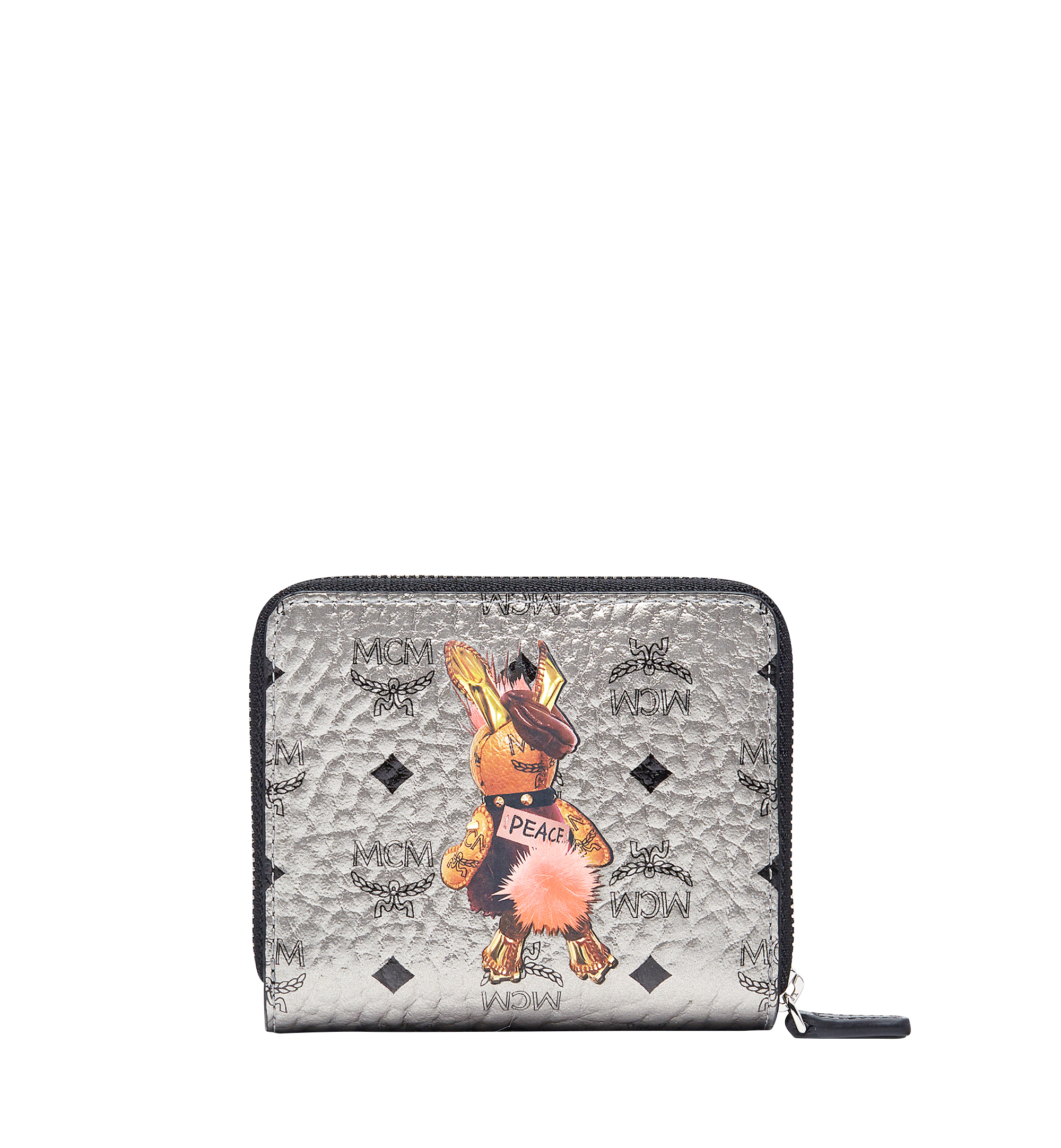 MCM Rabbit Zip Around Wallet in Visetos Silver MYS7AXL33SV001 Alternate View 2