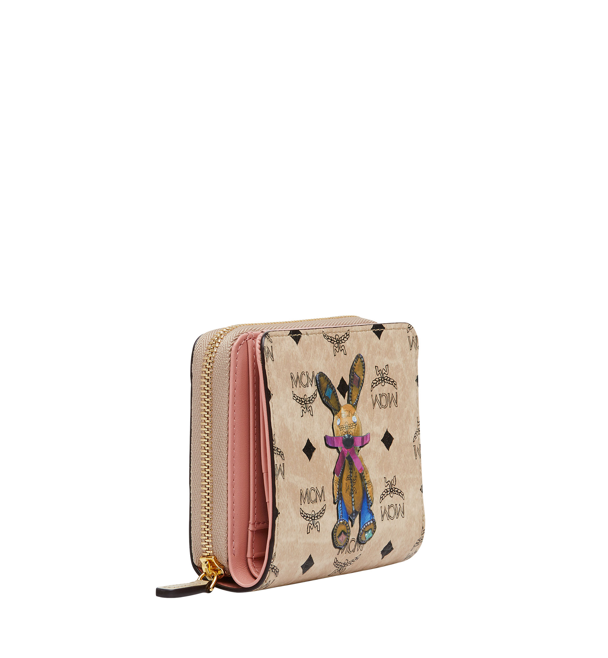 MCM Rabbit Zip Around Wallet in Visetos Beige MYS7AXL50IG001 Alternate View 1