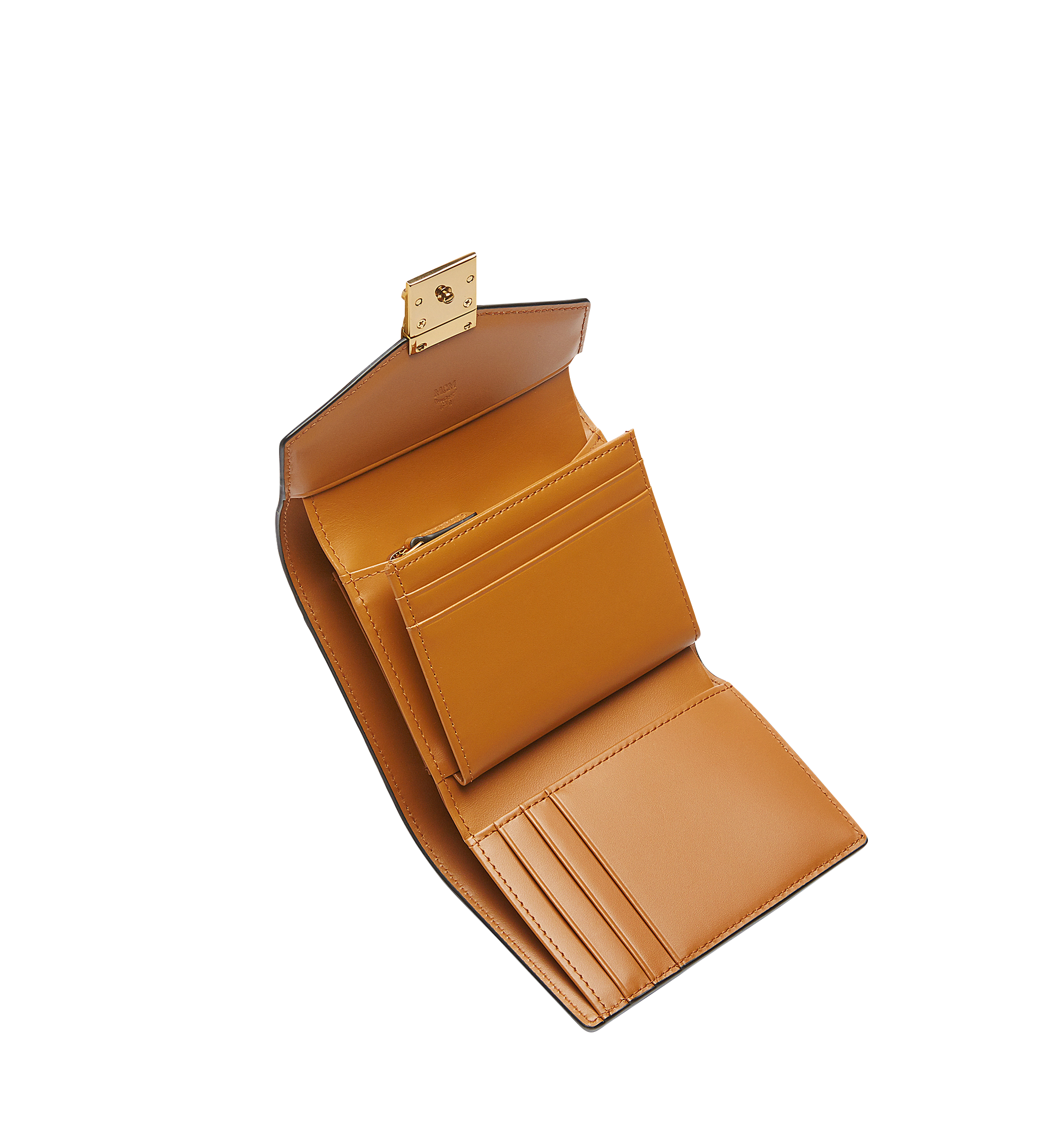 MCM Tracy Three Fold Wallet in Leather Cognac MYS7SPA02CO001 Alternate View 3