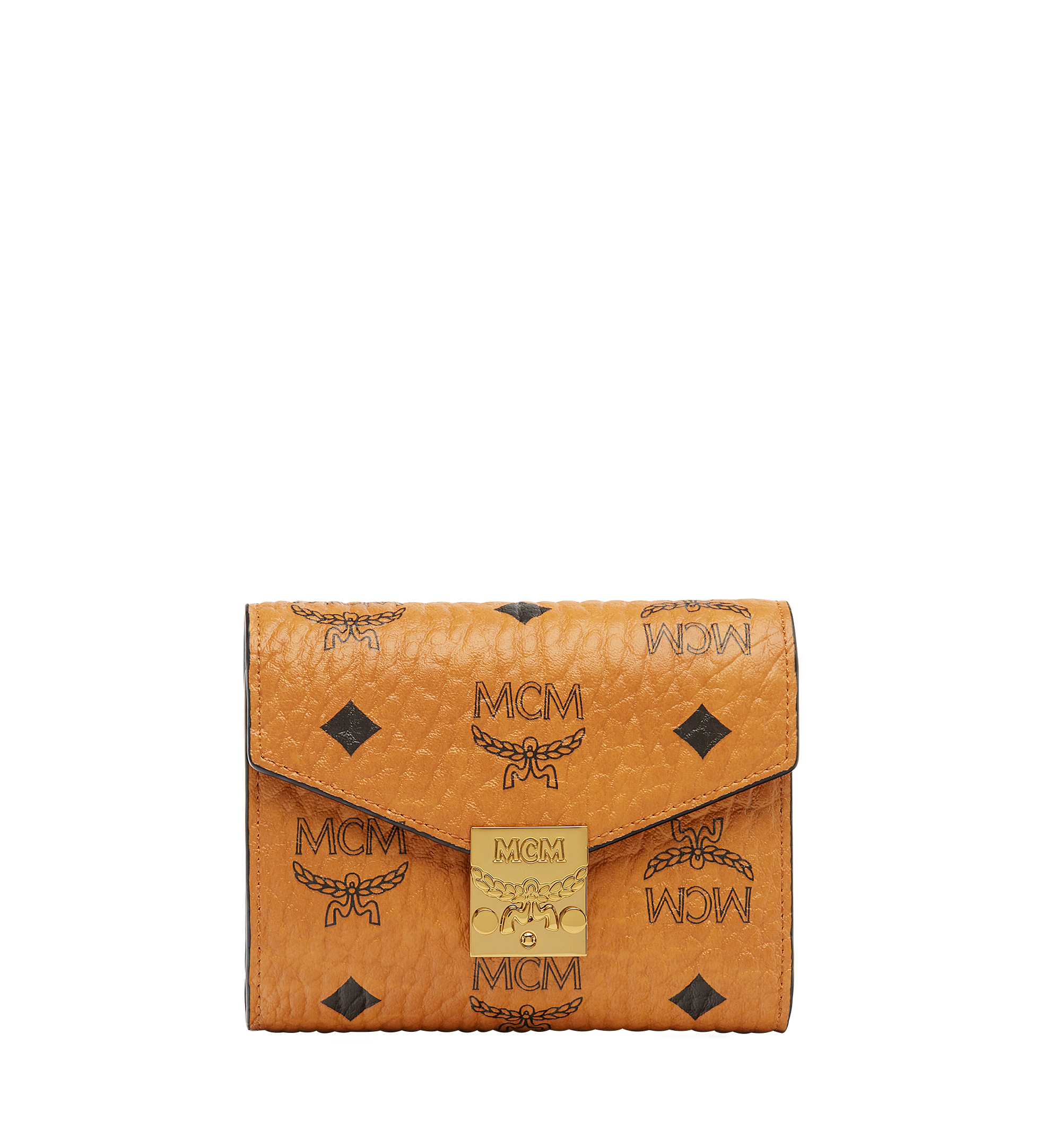 MCM Tracy Three Fold Wallet in Visetos Cognac MYS7SPA12CO001 Alternate View 1