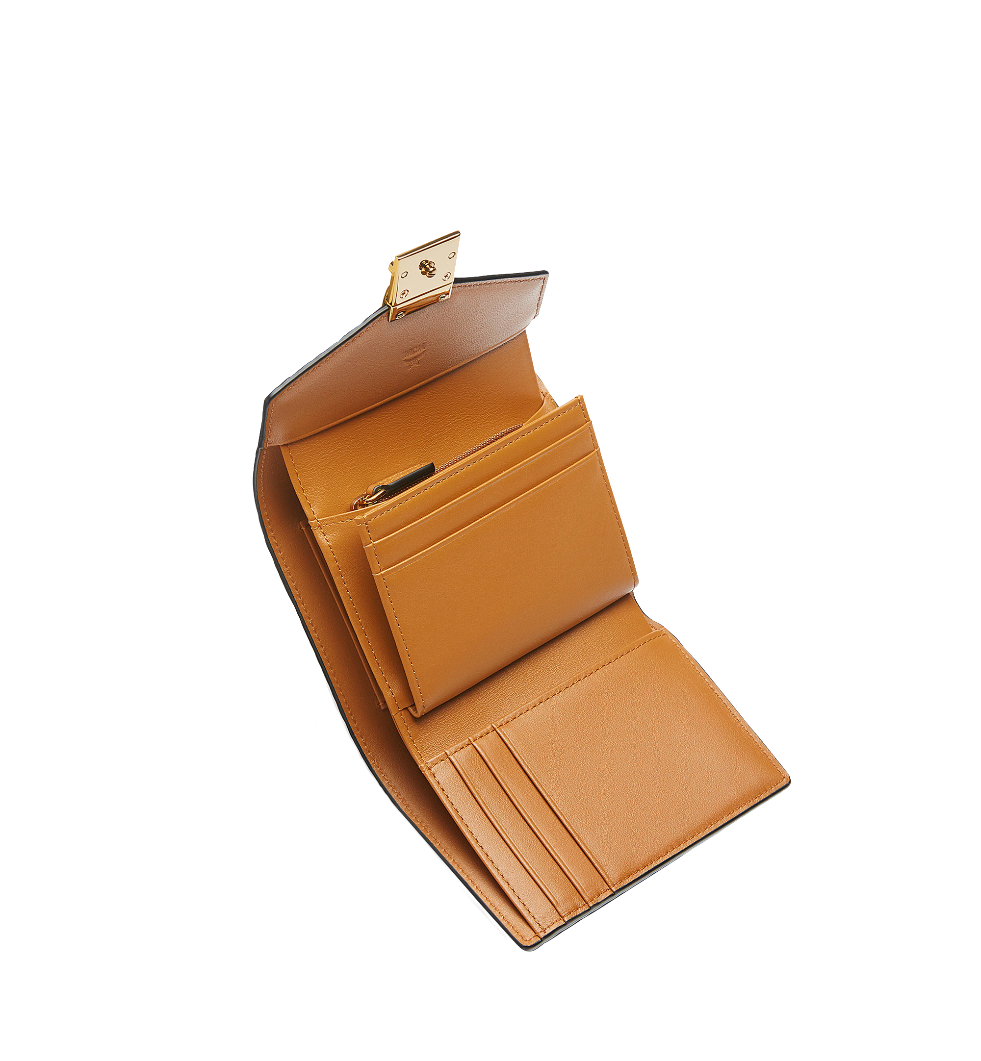 MCM Tracy Three Fold Wallet in Visetos Cognac MYS7SPA12CO001 Alternate View 3