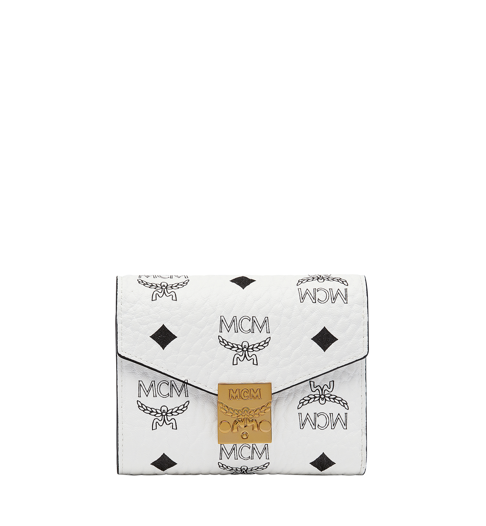 MCM Tracy Three Fold Wallet in Visetos White MYS7SPA12WT001 Alternate View 1