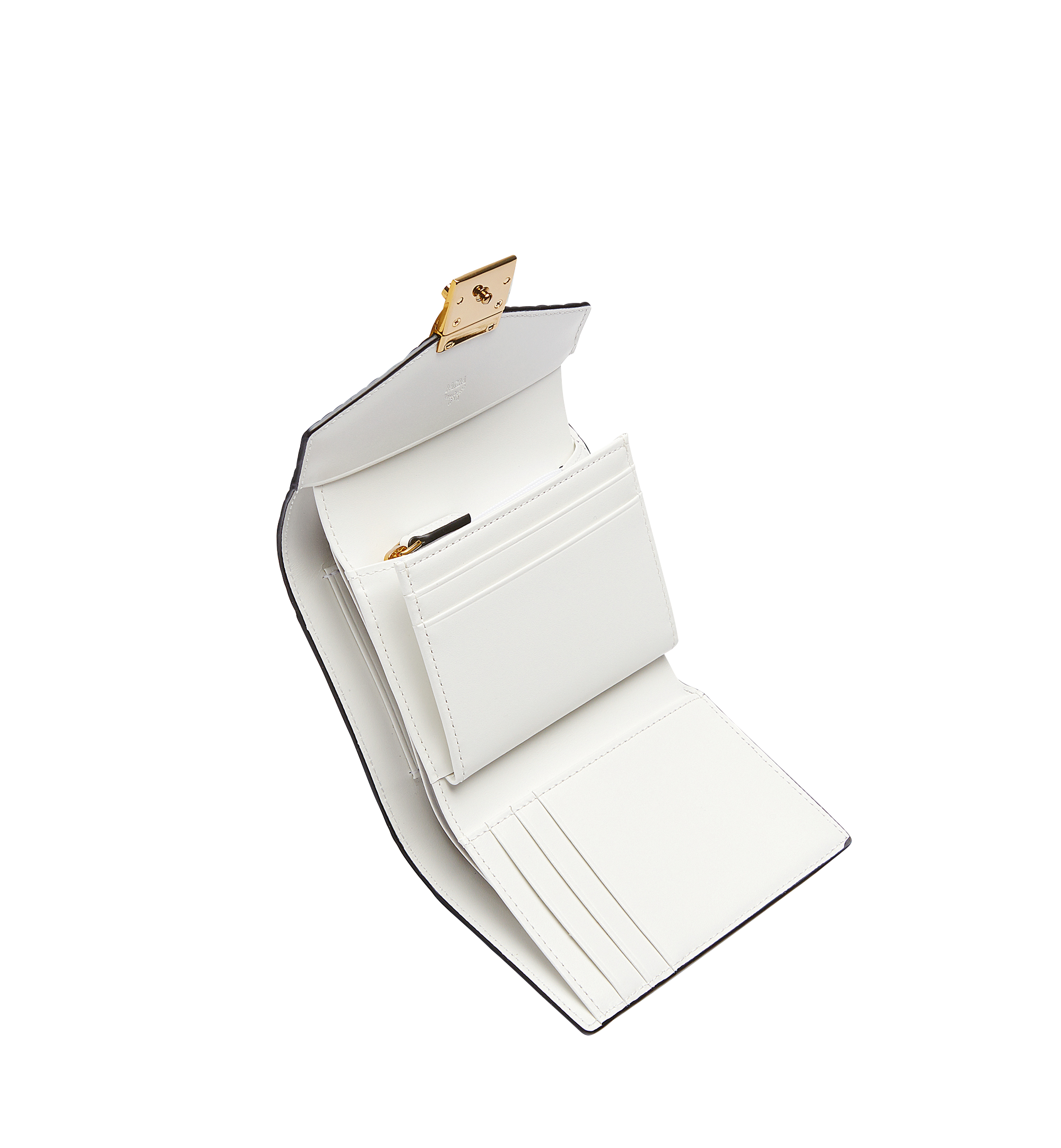 MCM Tracy Three Fold Wallet in Visetos White MYS7SPA12WT001 Alternate View 3