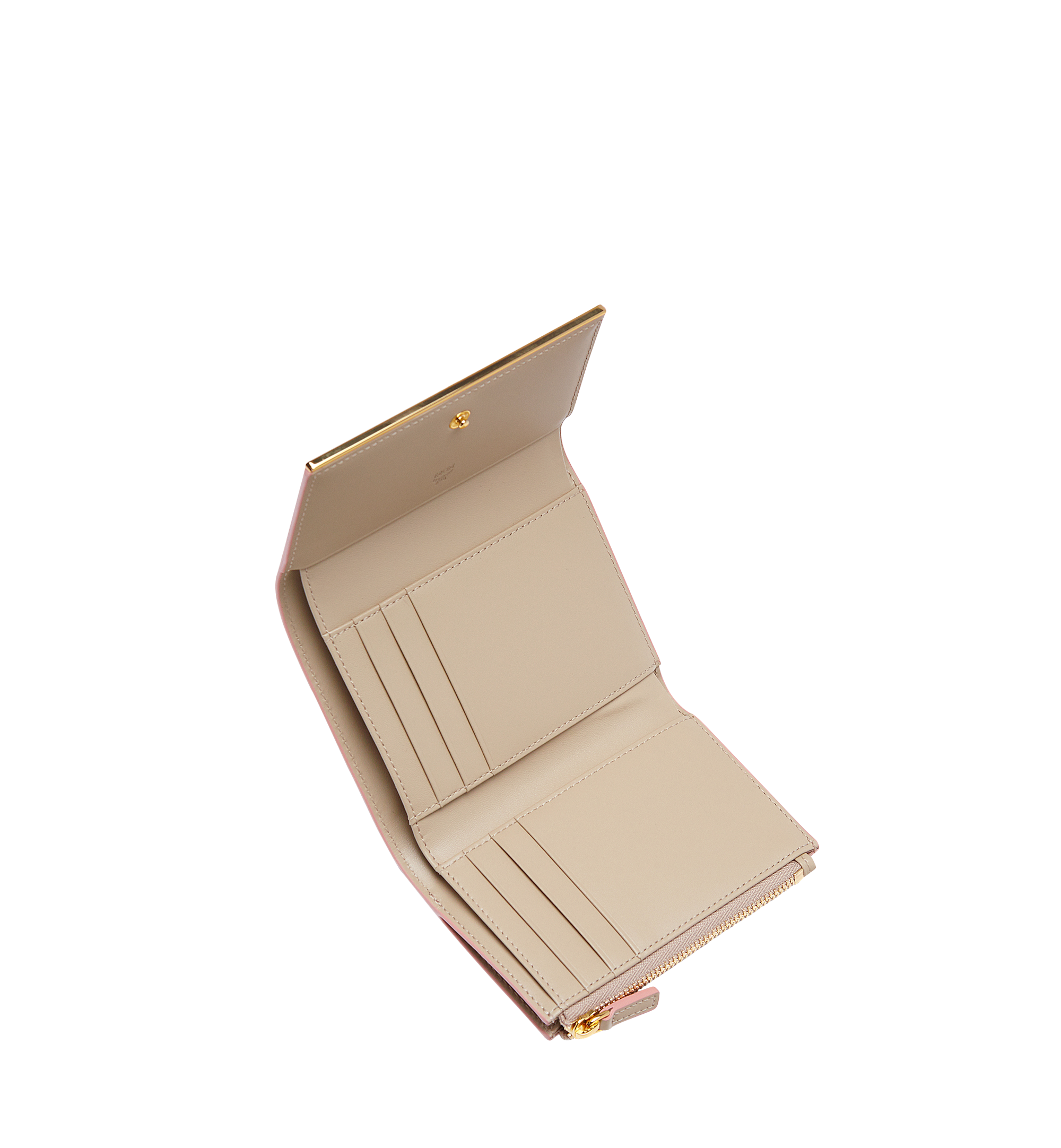 MCM Casablanca Three Fold Wallet in Textured Leather Pink MYS8SCB06PV001 Noch mehr sehen 2