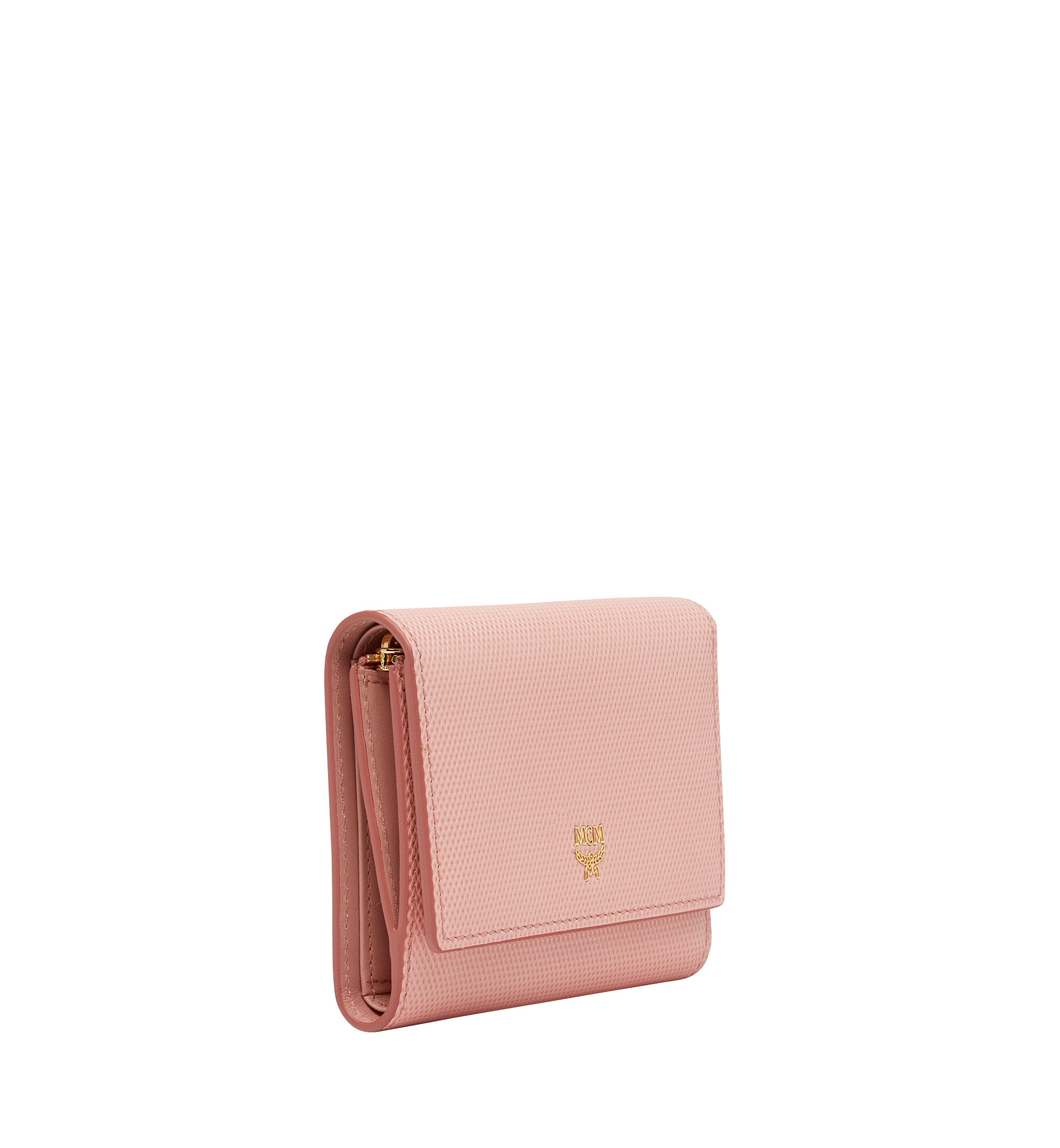 MCM Otti Charm Three Fold Wallet in Leather Pink MYS8SOI15PK001 Alternate View 1