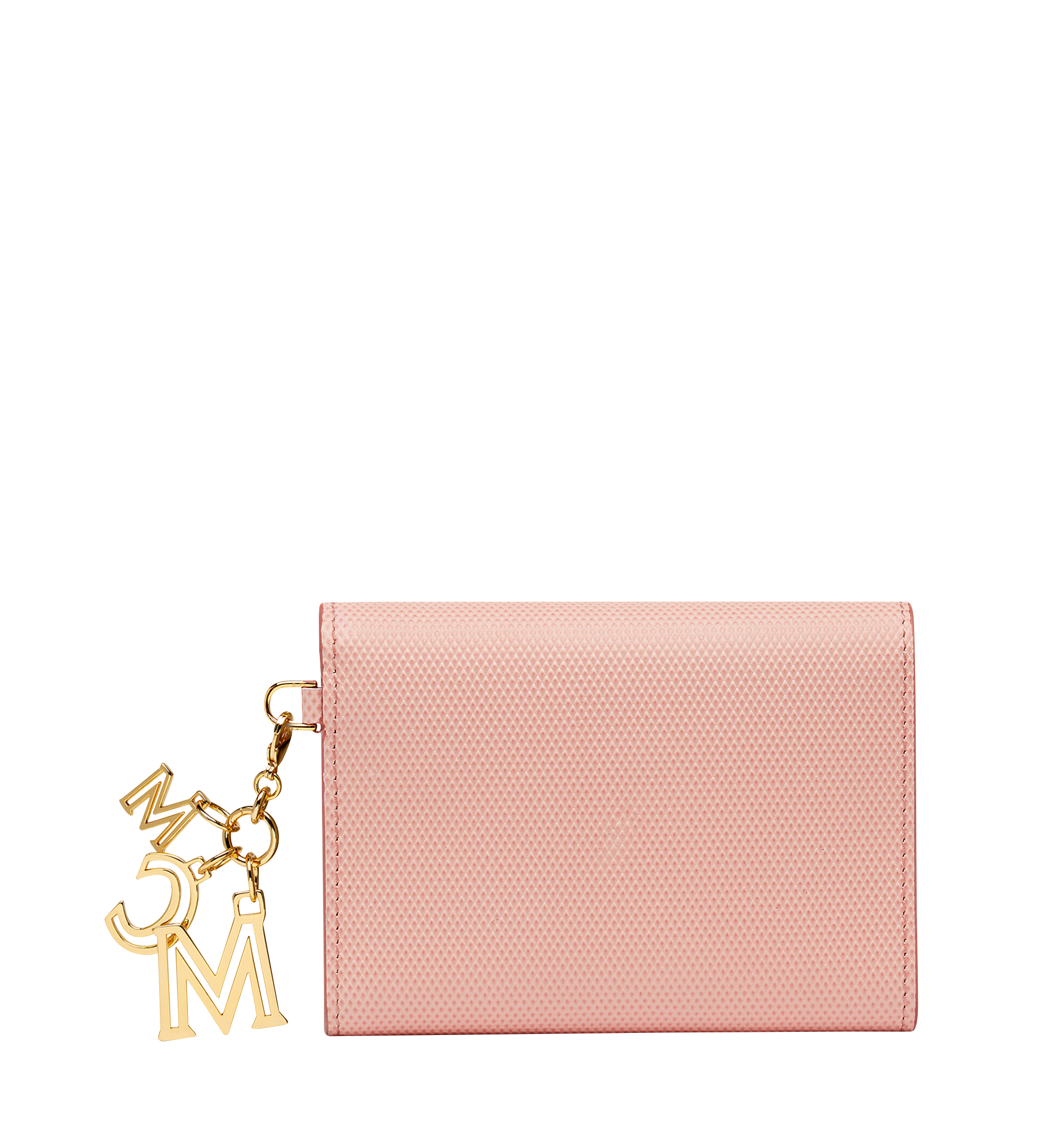 MCM Otti Charm Three Fold Wallet in Leather Pink MYS8SOI15PK001 Alternate View 2
