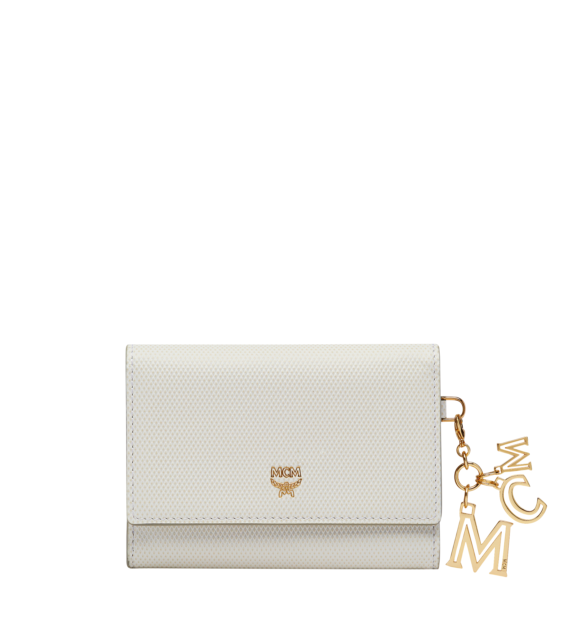 MCM Otti Charm Three Fold Wallet in Leather White MYS8SOI15WT001 Noch mehr sehen 1