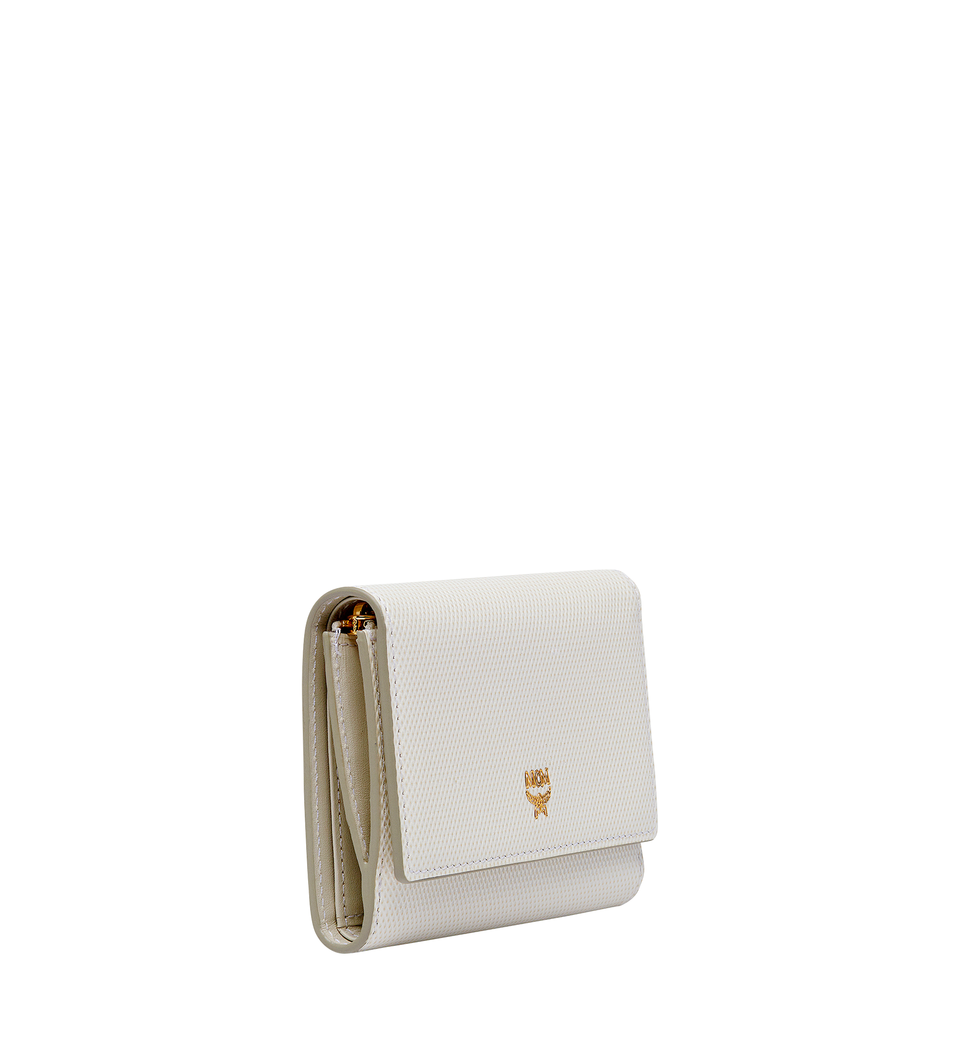 MCM Otti Charm Three Fold Wallet in Leather White MYS8SOI15WT001 Noch mehr sehen 1