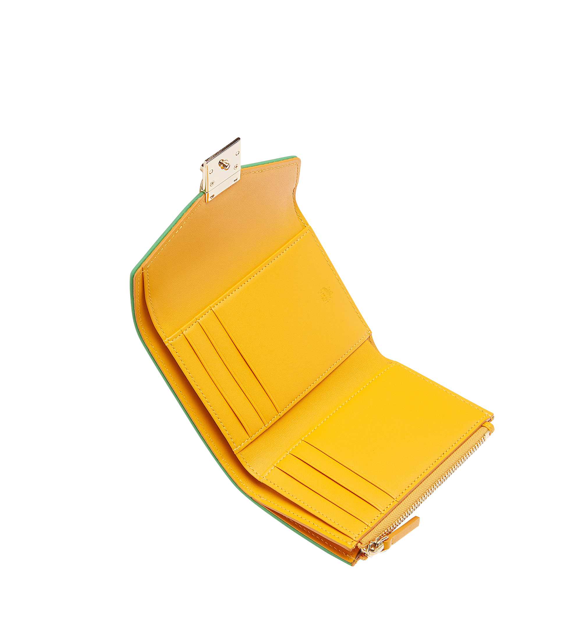 MCM Tracy Three Fold Wallet in Leather Yellow MYS8SPA33YX001 Noch mehr sehen 3