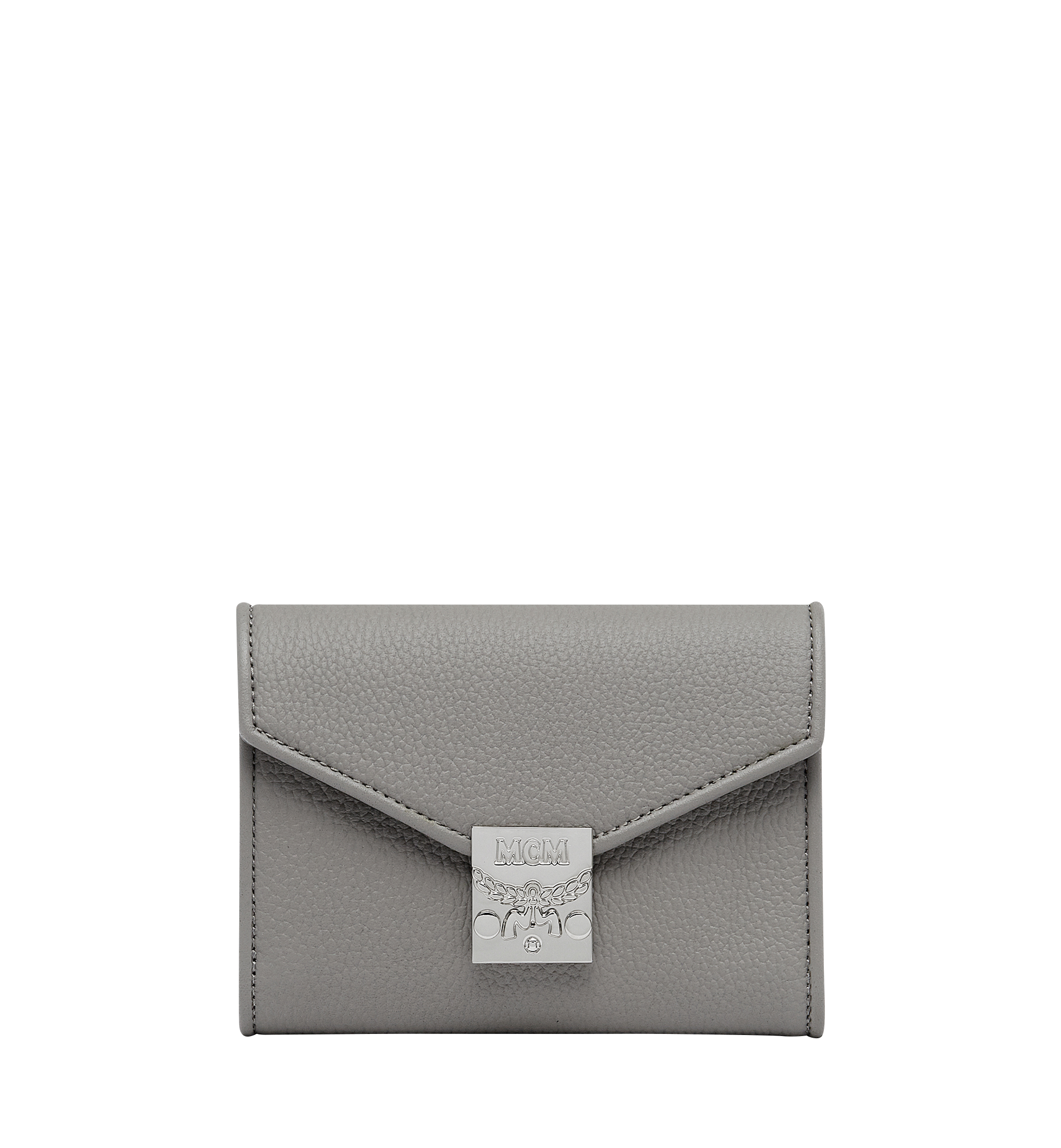 MCM Tracy Three Fold Wallet in Leather Grey MYS8SPA43EZ001 Alternate View 1